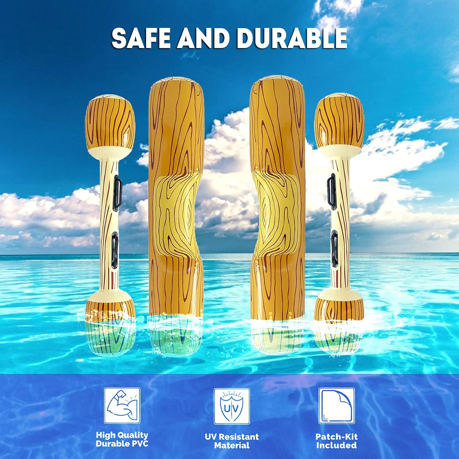 Aufblasbares Poolspielzeug für Erwachsene, Battle Log Floß, Wasserspielzeug, Kinder, Poolspielzeug, aufblasbares Teenager-Außenspielzeug für Pool, Wasserspielzeug, Poolspiele, Familie für 2 Spieler (L) – Bild 4