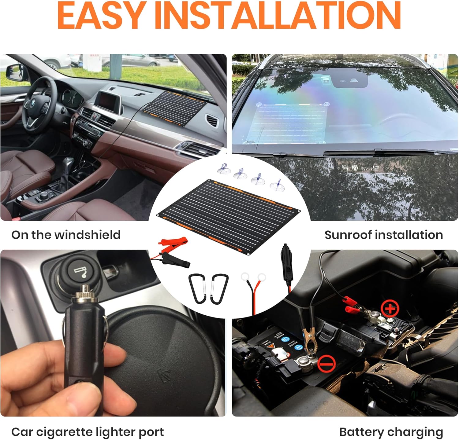 Solar-Autobatterie-Ladegerät, 12 V, 20 W, Solarpanel, IP67, wasserdichtes Solarpanel, tragbares SAE-Verbindungskabel für Auto, Boot, Motorrad, Anhänger, Wohnmobil, Wohnmobil, Marine – Bild 3