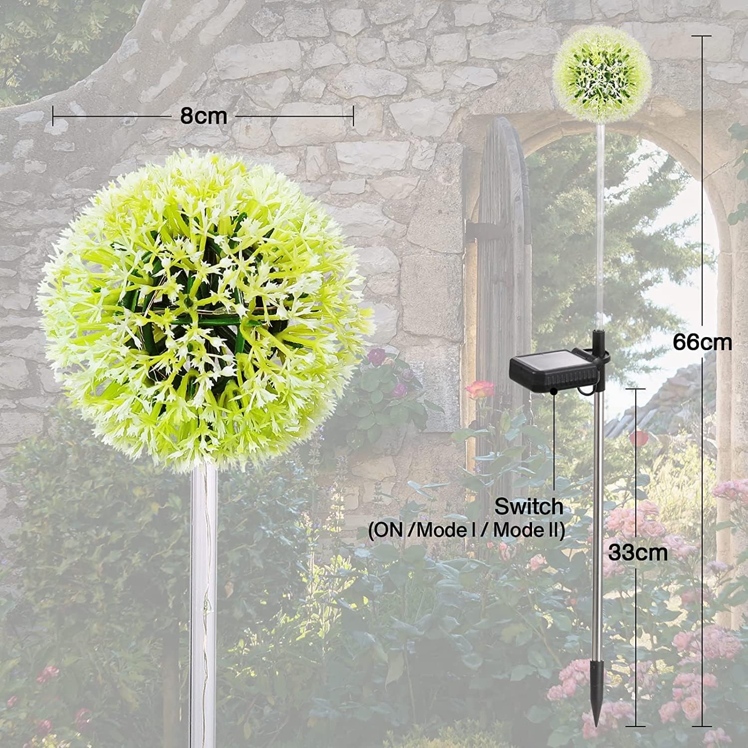 BUCASA Solarleuchten für den Garten im Freien, 4 Stück, Solarleuchten für den Außenbereich, Löwenzahn mit farbiger LED, IP65 wasserdichte Solar-Blumenlampe für Rasen, Balkon, Terrasse, Hof, Gartendekoration, Geschenke für Frauen – Bild 5