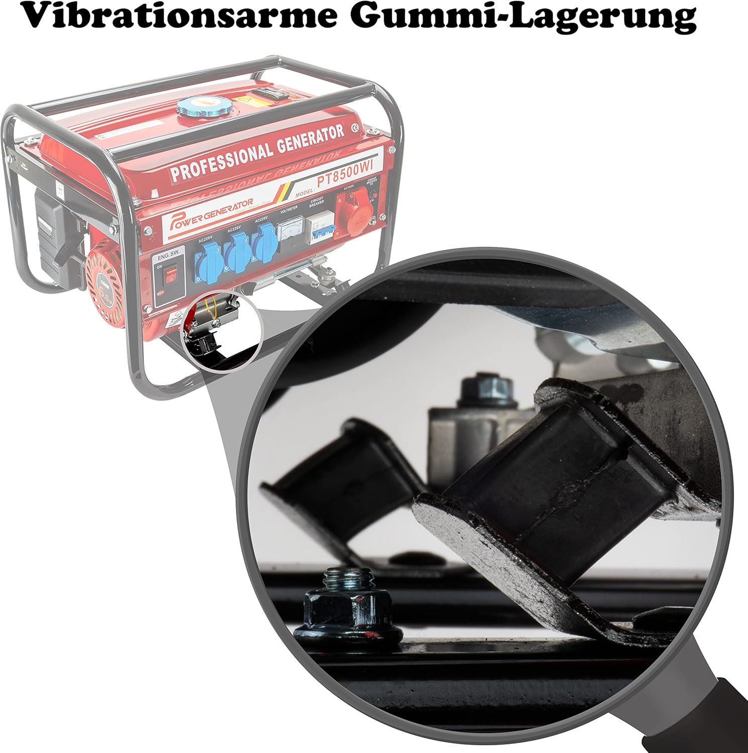 Stromgenerator mit Benzin | Stromgenerator mit Zubehör | Notstromgenerator leise | 5 Steckdosen 3 x 230 V / 1 x 400 V / 1 x 12 V | 6,5 PS (Stromgenerator mit Seilzugstarter) – Bild 8