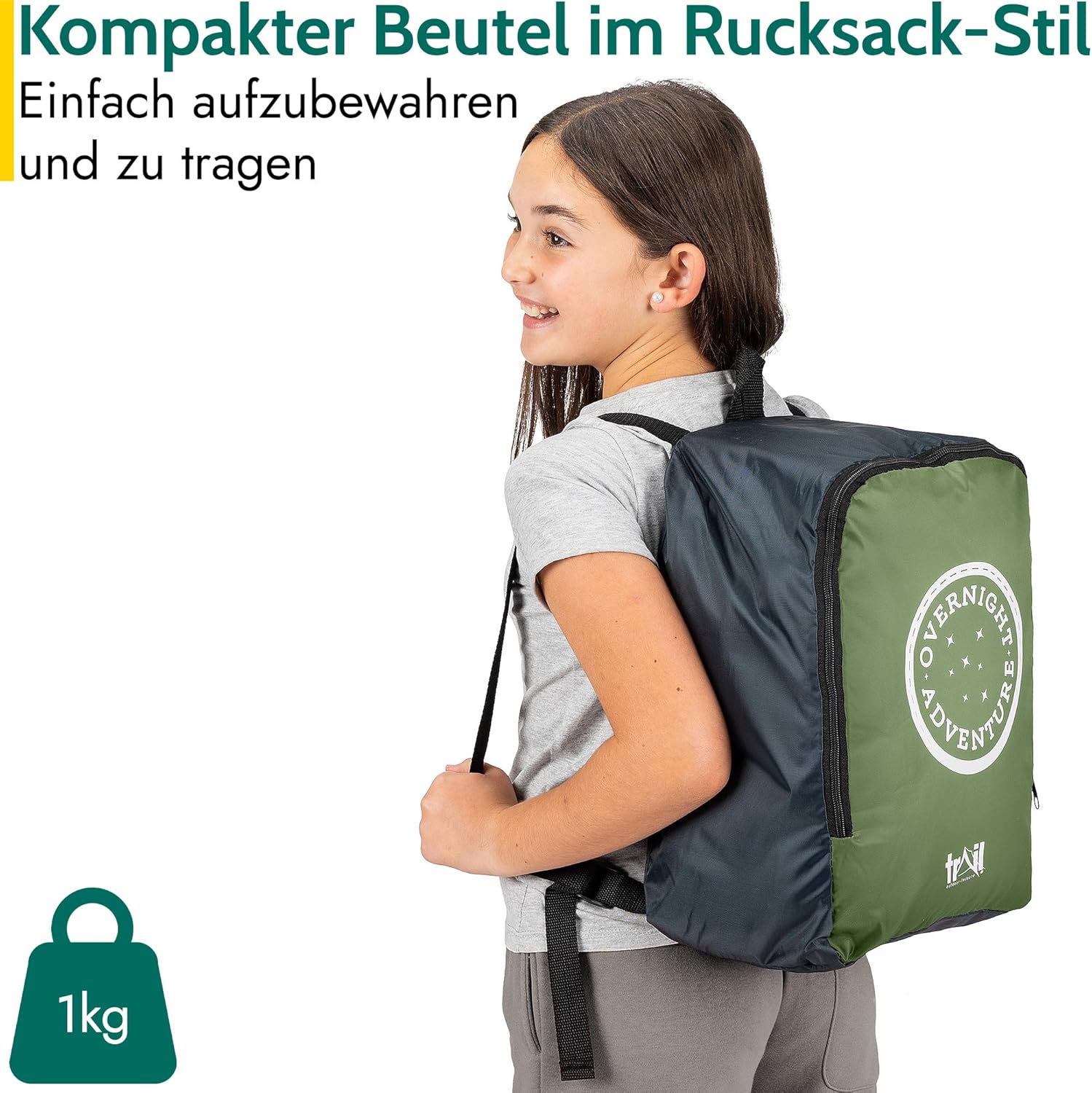 Trail Kinder-Mumienschlafsack 3 Jahreszeiten für Camping – 300 g/m² – für Jungen und Mädchen – mit leichtem Transportrucksack – Bild 6