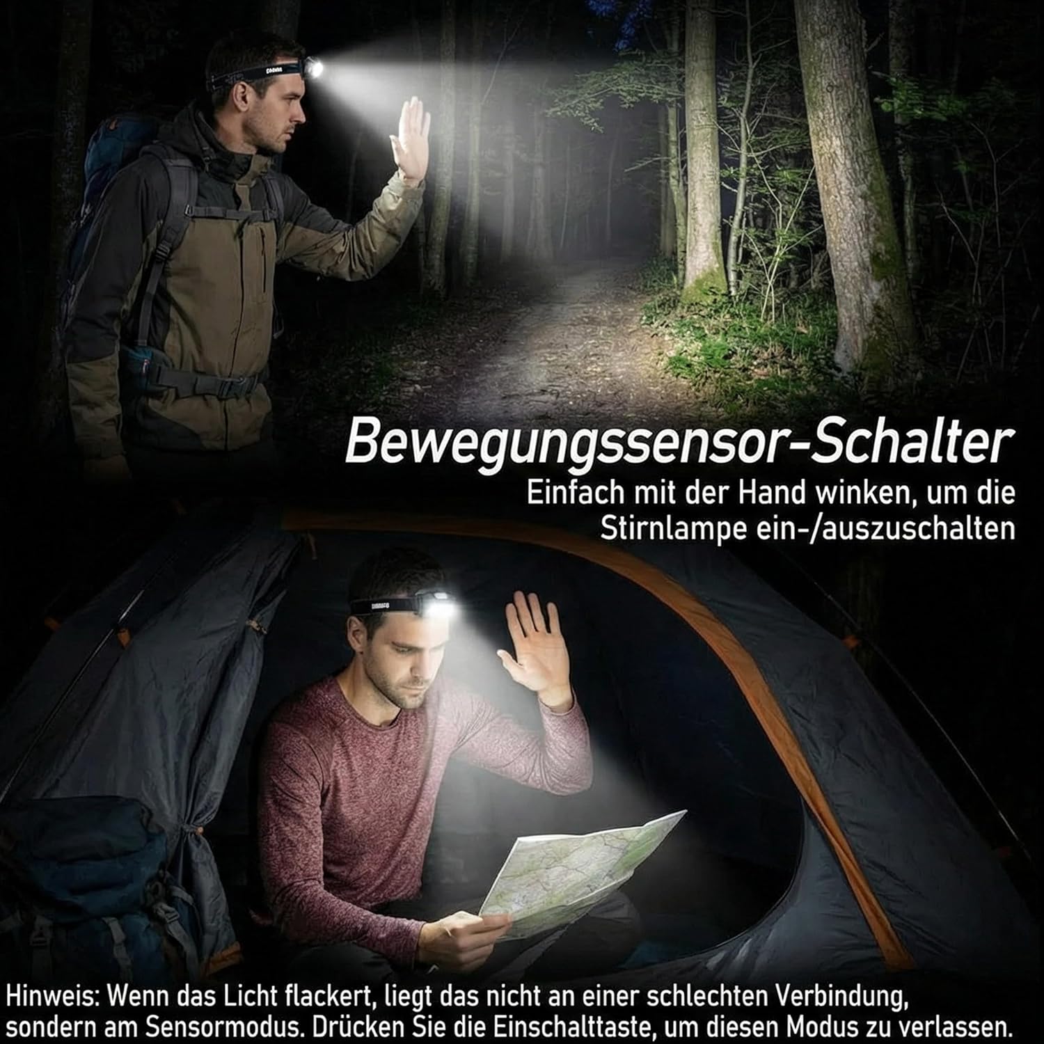 SibErg T66 LED Stirnlampe Joggen & Wandern – Ultraleicht 71 g mit Rotlicht- & Bewegungssensor – Wiederaufladbarer USB-C, 1200 mAh Akku (30 Stunden Laufzeit) – Dimmbare Stirnlampe Wasserdicht – Bild 5