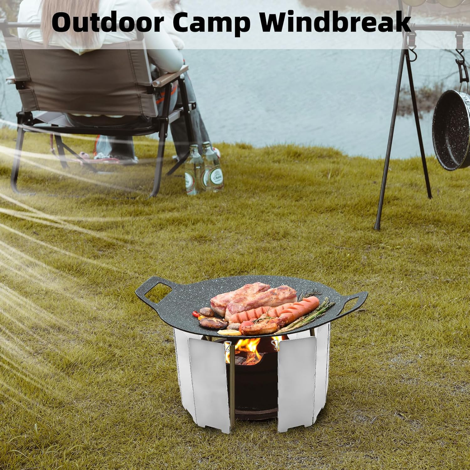14 Platten Gaskocher Windschutz Klappbar Campingkocher Windschutz Camping Aluminium Camping Windschutz Windschutz Gaskocher mit Tragetasche für Camping Picknick BBQ – Bild 6