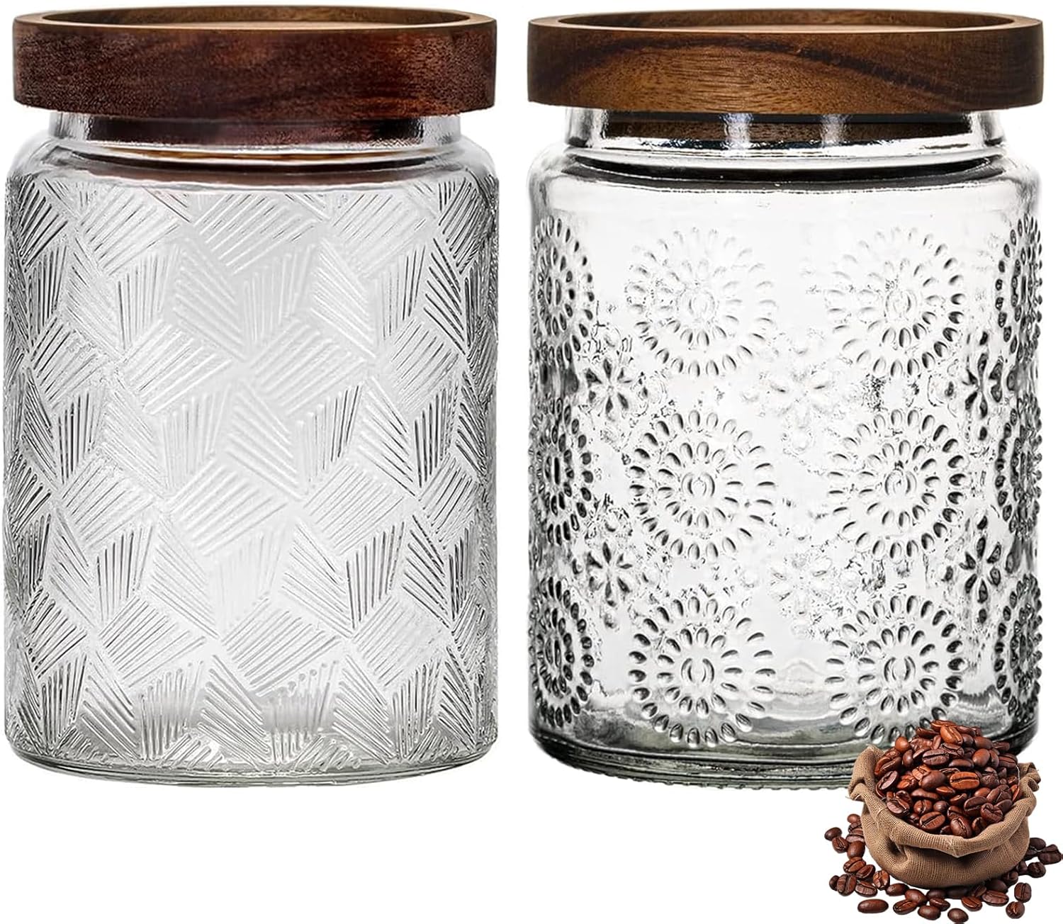 700 ml Vintage Vorratsgläser mit Deckel, Set mit 2 Vorratsgläsern aus Glas | Vorratsdosen mit Deckel, luftdichte Küchen-Lebensmittelaufbewahrung, Glasbehälter mit Deckel für Spaghetti, Nudeln, Müs