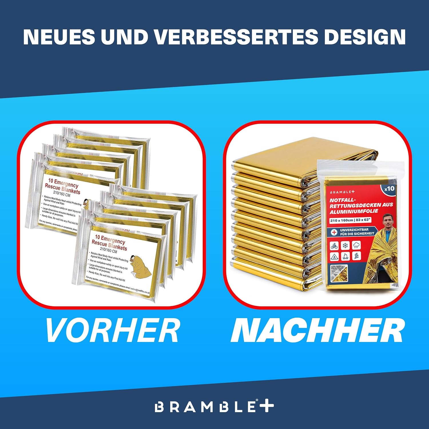 Bramble Notfall-Rettungsdecken, multifunktionale Survival-Hitzefolien-Schutz-Schutzdecken (10 Stück) – Bild 6