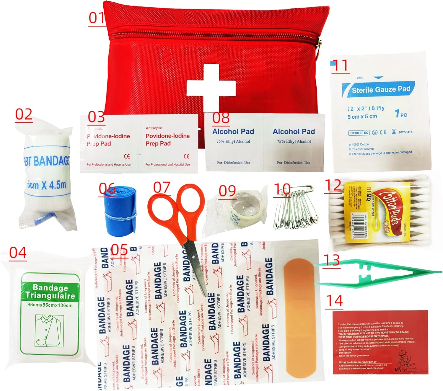 Erste-Hilfe-Set, Outdoor-Notfalltasche, kann Notfälle in der Familie bewältigen, 94-teiliges Mini-Erste-Hilfe-Set, für Zuhause, Auto, Reisen, Büro, Sport, Wandern, Camping, Rettungsnotfall im Freien – Bild 3