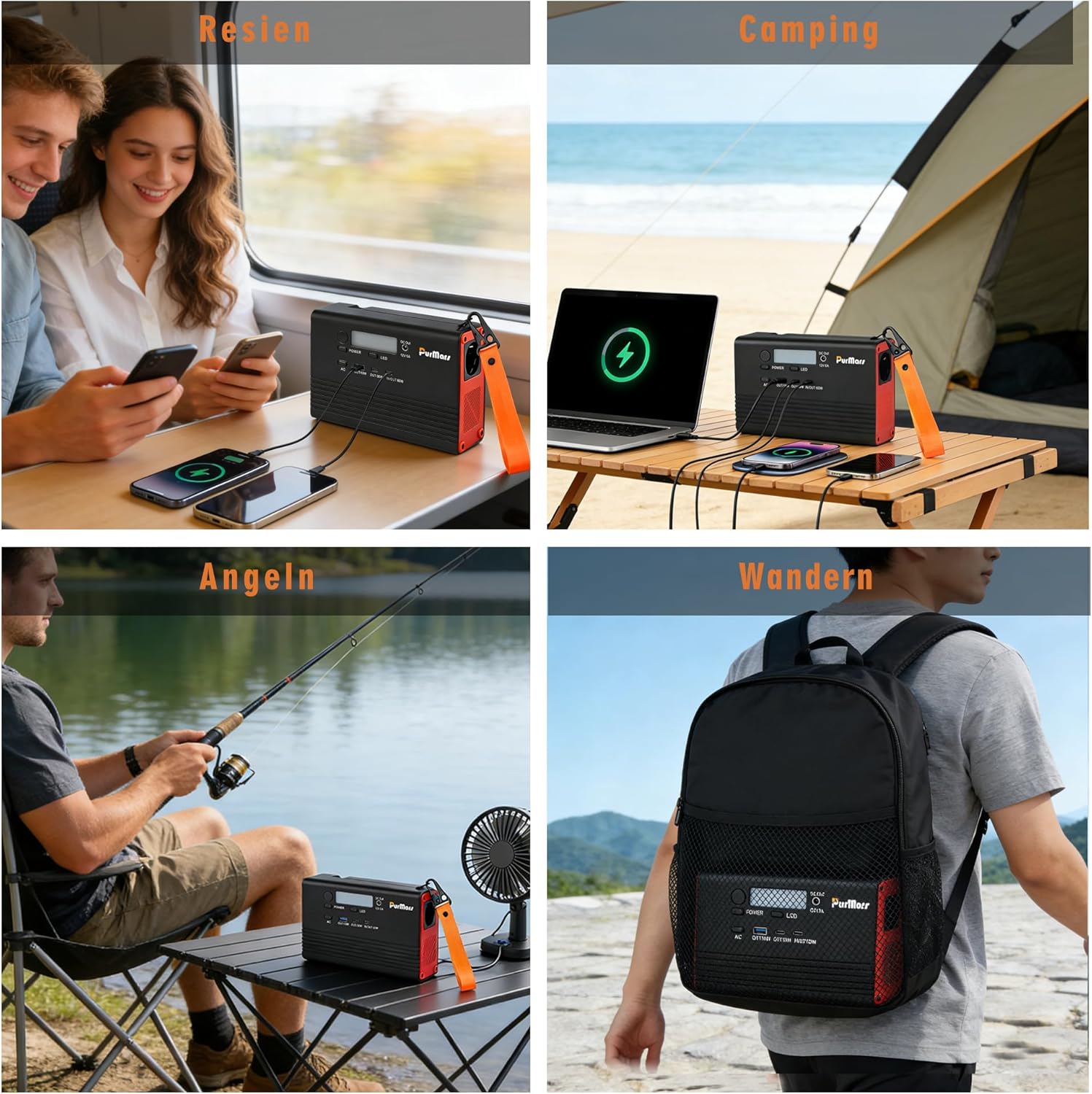 Tragbares Kraftwerk, 28800 mAh/92 Wh Powerbank mit 230 V AC-Ausgang, unterstützt 60 W PD-Schnellladung, 1,2 kg leichtes Design, geeignet für Flugzeuge, geeignet für Camping, Reisen und – Bild 3