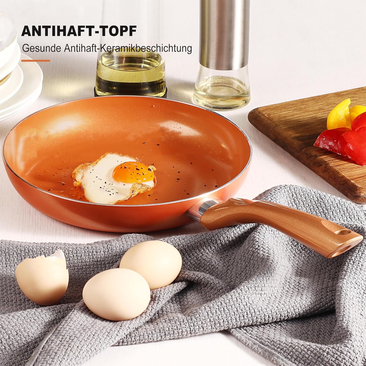 Antihaftbeschichtetes Kochgeschirr-Set, 11-teilig, ofen- und grillfest (350 °F), Töpfe und Pfannen, Küchen-Kochset, Bratpfannen, Schmorpfanne, Küche, Zuhause, spülmaschinenfest – Bild 5
