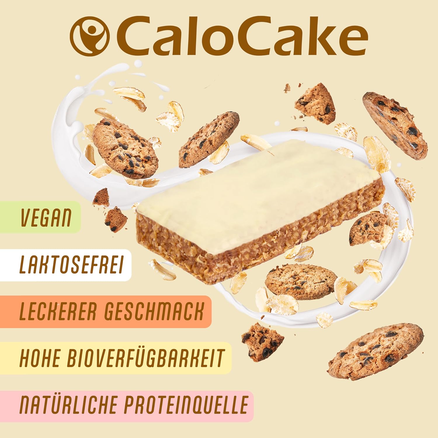 CaloVital Hochkalorisches Lebensmittel zur Gewichtszunahme, Ausdauer- & Energieriegel mit viel Protein & 592 Kalorien, Mahlzeitriegel vegan & laktosefrei, CaloCake von CaloVital 24er Box (Kekse & Sahne) – Bild 3