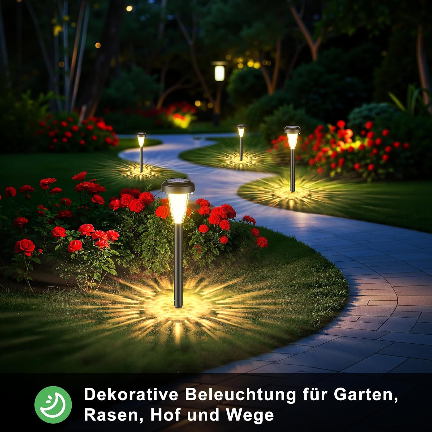 FIFlying Solarleuchten für den Garten im Freien, 6 Stück, warmweiße LED-Solarleuchten, Garten-Dekorationsbeleuchtung, IP65 wasserdichte Solarlampe für Garten, Außenbereich, Terrasse, Rasen, Hof, Wege – 3000 K – Bild 6