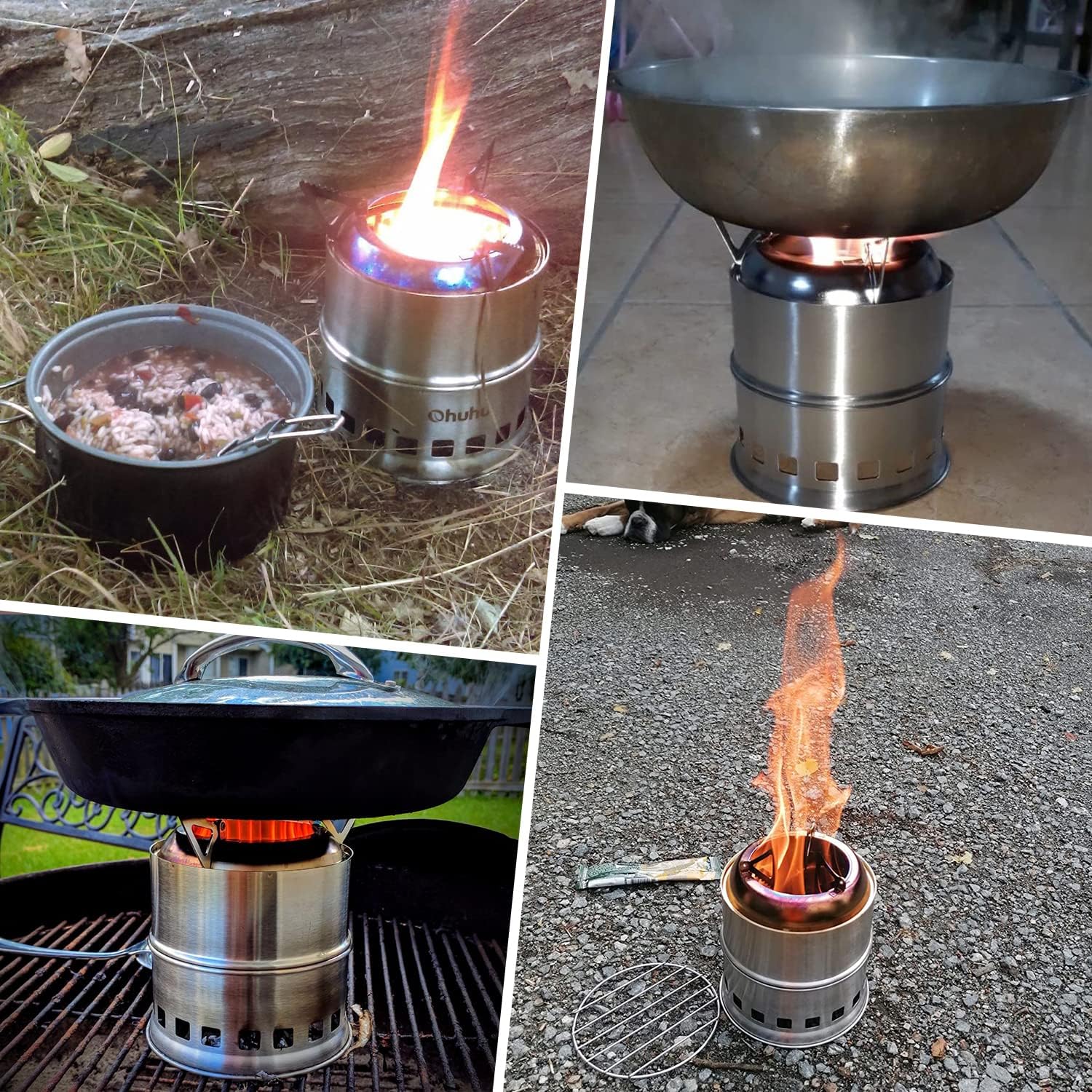 Hobo-Kocher, Camping-Outdoor-Kocher, Holzofen, Edelstahl, mit Tragetasche für Grill, Picknick, Wandern, Reisen – Bild 7