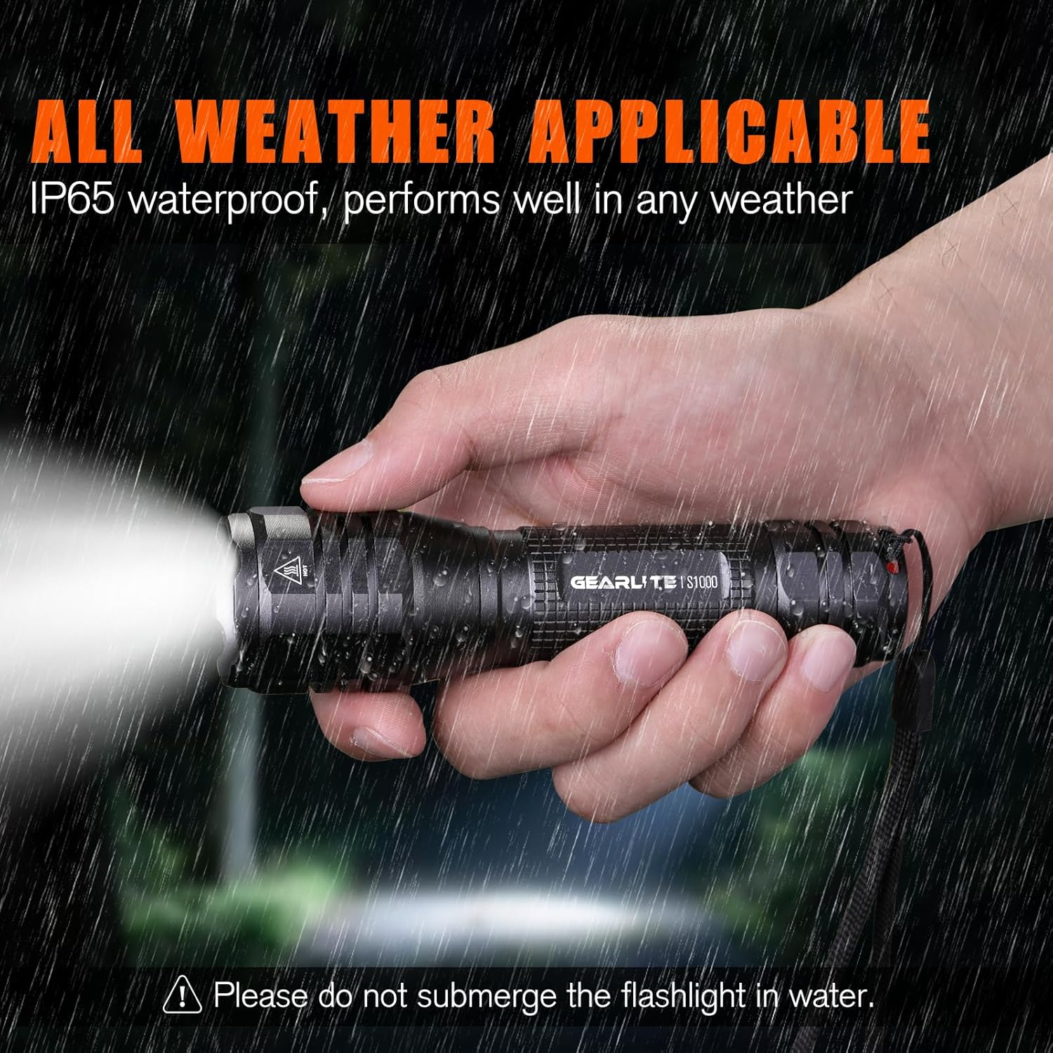 GEARLITE LED-Taschenlampe, extrem hell, 2 Stück, Aluminium, 4000 Lumen, LED-Taschenlampe, batteriebetrieben mit 5 Modi, IP65 wasserdichte Handlampe, zoombar, für Camping, Wandern, Outdoor, Notfall, Geschenk – Bild 6