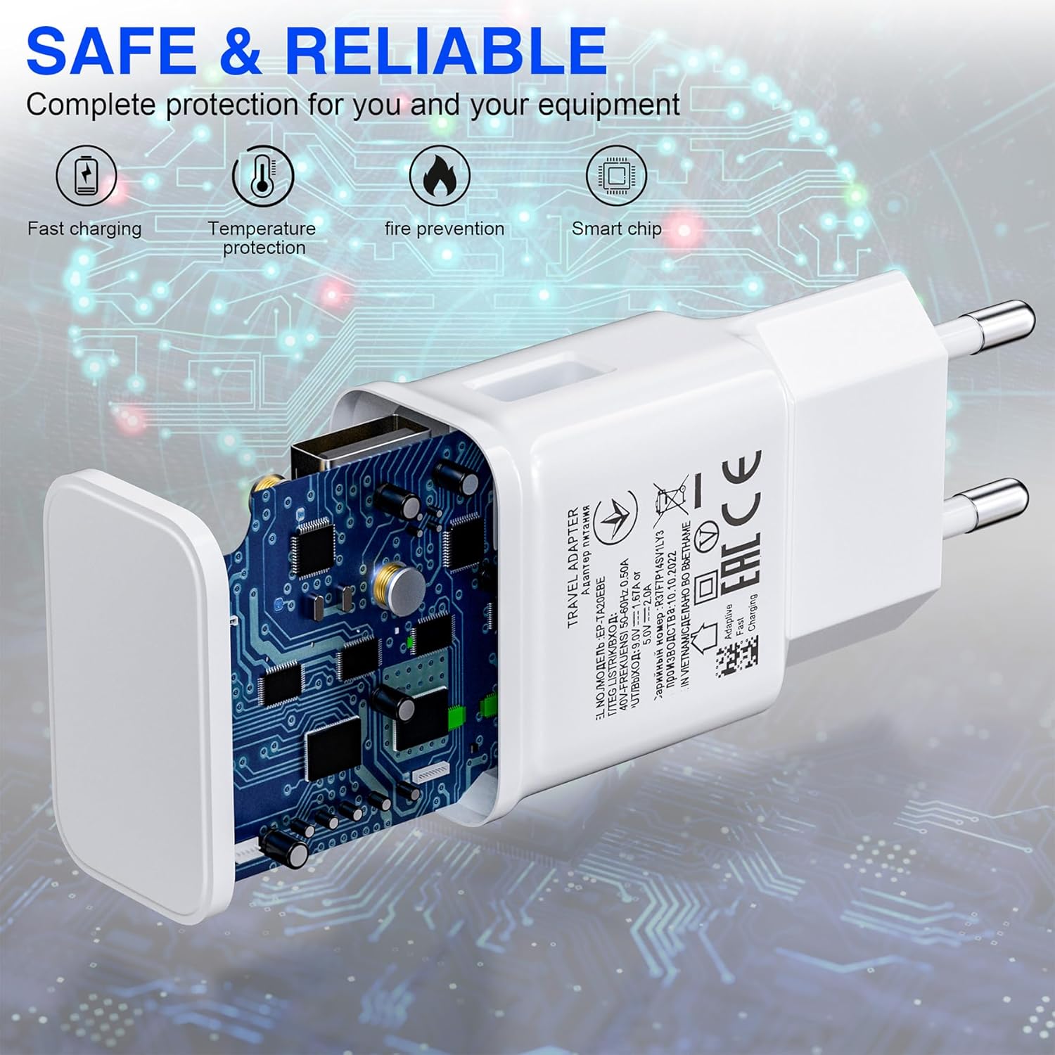 Ladegerät Schnellladung für Samsung Handy, (2er-Pack) Adaptives Schnellladegerät Netzteil mit USB Typ C Ladekabel für Samsung Galaxy S8, S9, S10 Plus, A05s A13 A15 A16 A20 A35 A36 A40 A56 M30 M35 5G – Bild 3