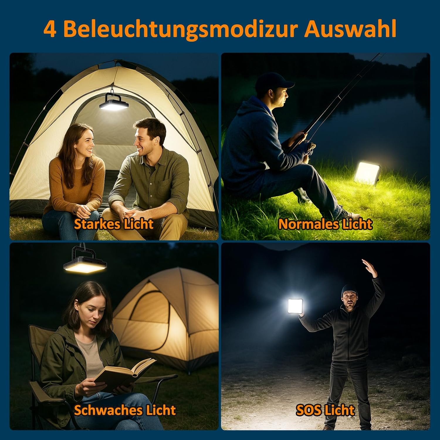 Kangtaixin LED Campinglampe wiederaufladbar mit 20.000 mAh Akku, Zeltlampe, Außenlampe, Campingleuchte, 2000 LM, Campingleuchte IPX4 wasserdicht, 4 Lichtmodi, Campingleuchte für Lesen, Zelt, Angeln, Verdunkelung – Bild 3