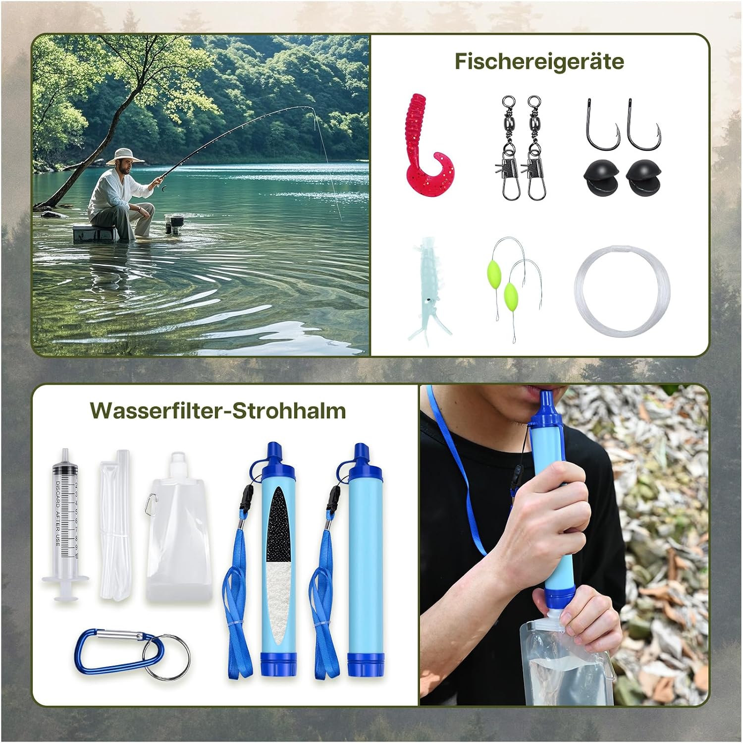 Survival Kit All-in-1 – MMOBIEL Notfallset – Survival-Ausrüstung mit Wasserfilter, Multitool etc. für Outdoor, Camping, Abenteuer, Outdoor-Wandern – Geschenke für Männer – Bild 7