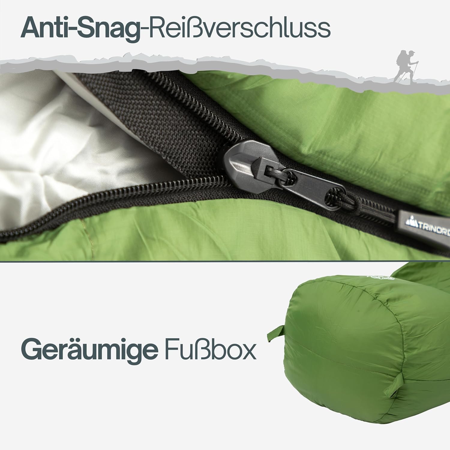 Trinordic Ultraleichter Sommerschlafsack – Mumienschlafsack für Erwachsene, kompakt und leicht, ideal für Camping, Wandern, Trekking und Radfahren – Bild 7