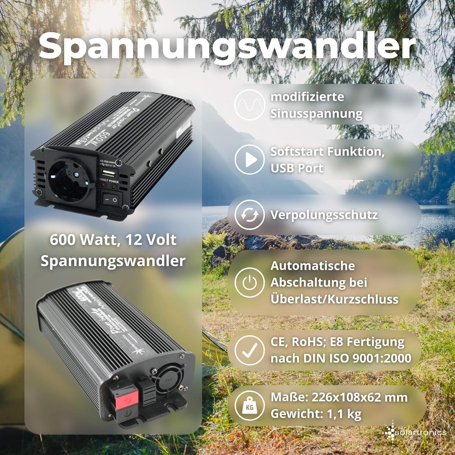 solartronics Komplettset 1 x 130 Watt Solarmodul, 600 Watt Konverter, Laderegler, eigenständige Photovoltaikanlage – Bild 3