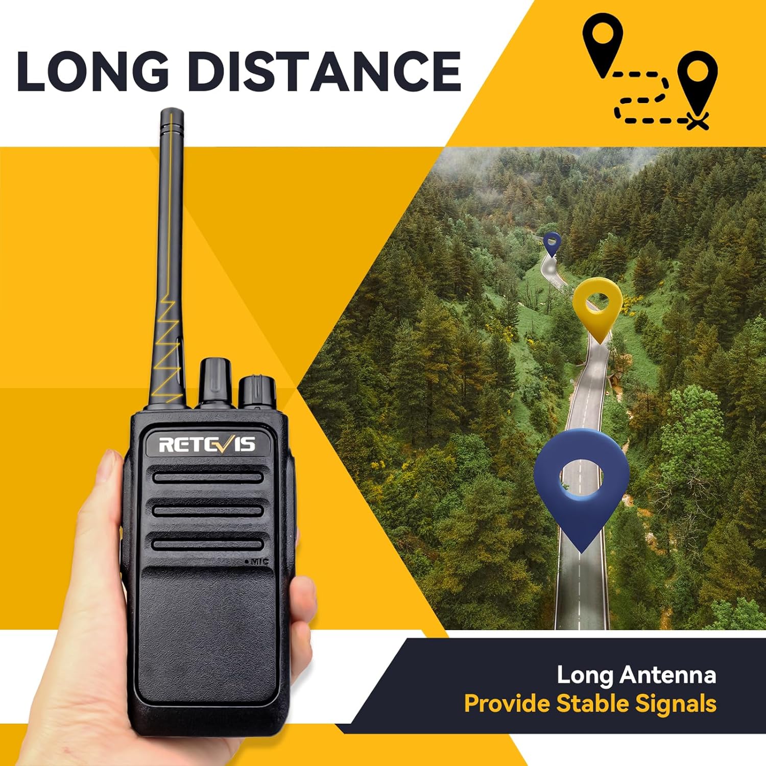Retevis RT617 Walkie Talkie, Funkset, 16 Kanäle, 1200 mAh, VOX, nicht magnetisches Mikrofon, lizenzfreies PMR-Radio, Resurfacing-Reisen, Outdoor-Abenteuer (1 Paar, schwarz) – Bild 3