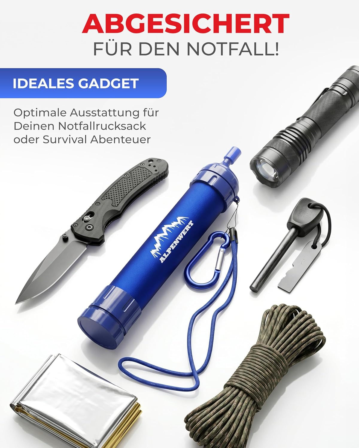 ALPENWERT Outdoor Wasserfilter – Trinkwasserfilter für 4000 Liter gefiltertes Wasser – Trinkwasseraufbereitung tötet 99,99 % aller Keime und Bakterien ab – Bild 7
