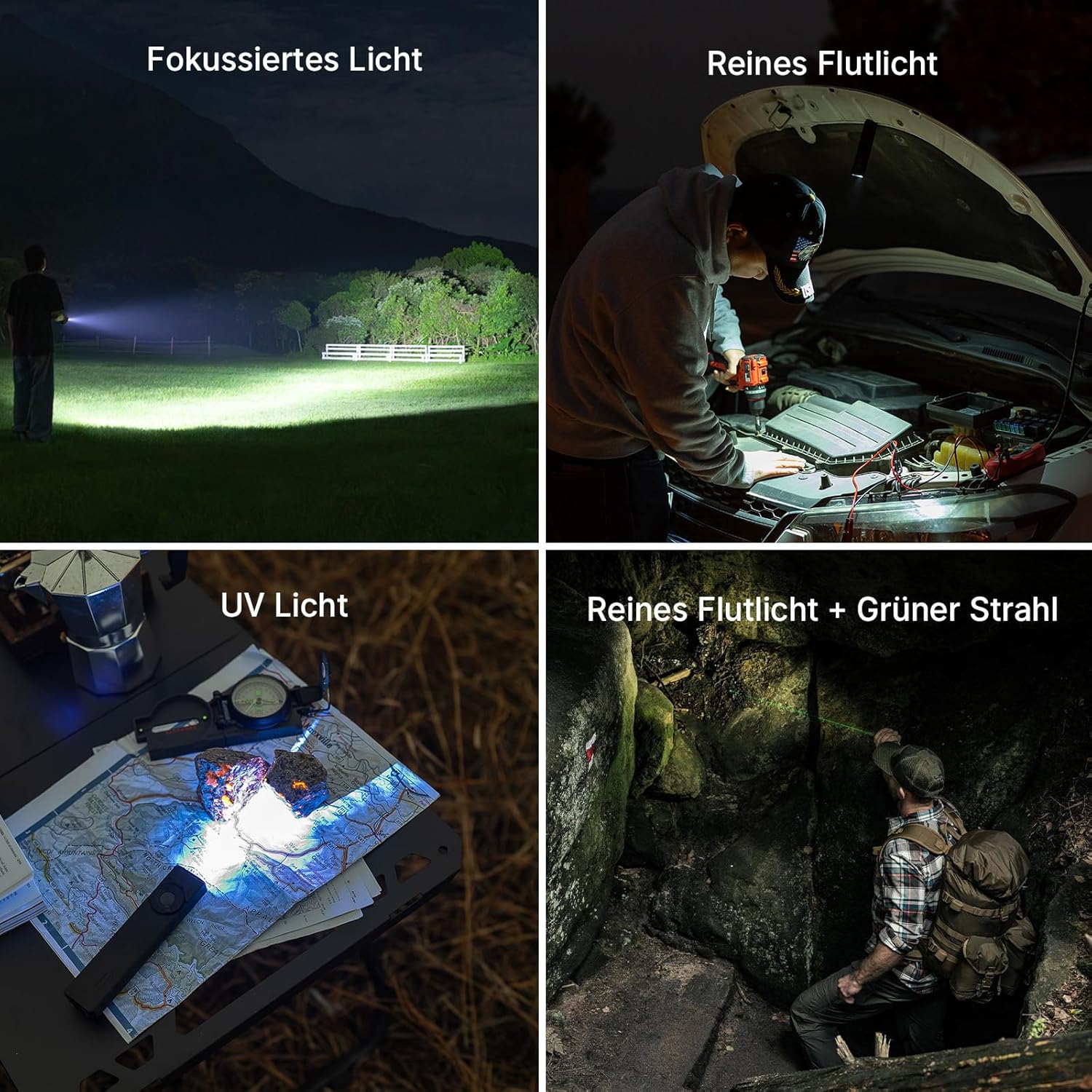 OLIGHT ArkPro Ultra LED-Taschenlampe mit UV-Licht und grünem Licht, 1700 Lumen, robuste flache Taschenlampe mit reinweißem Licht, magnetischer oder USB-C-Anschluss für den Außenbereich, IPX7 wasserdicht, schwarz – Bild 5