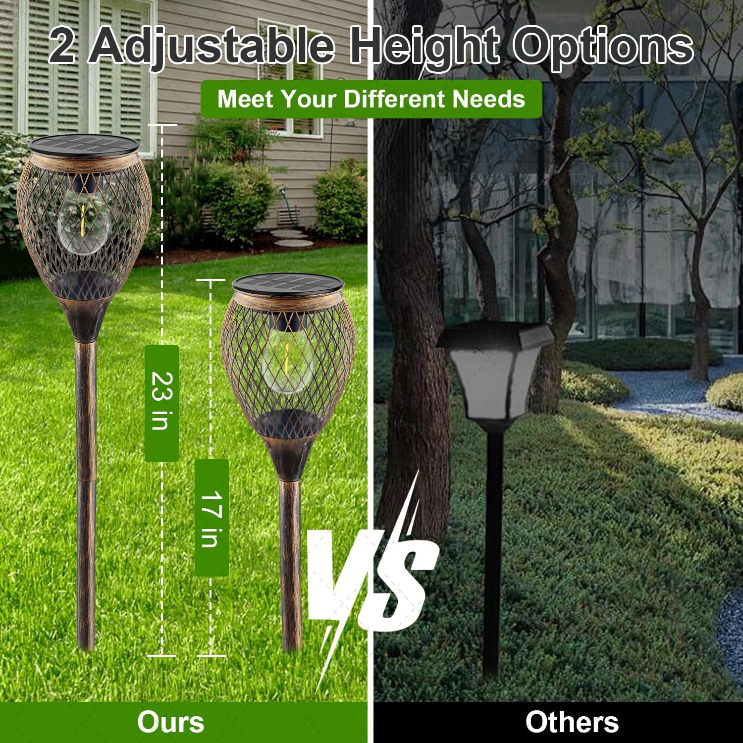Solarleuchten für den Garten im Freien, 4 Stück Solarleuchten für den Außenbereich, superhelle wasserdichte Solarleuchten für den Außenbereich, Auto-Ein-/Aus-Gehweg, Auffahrt, Gehweg, Rasen, Terrasse, Hof – Bild 6