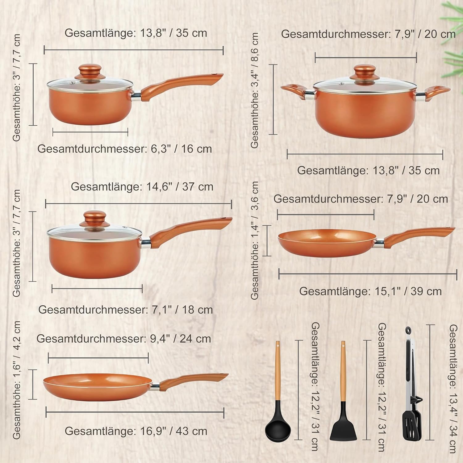 Antihaftbeschichtetes Kochgeschirr-Set, 11-teilig, ofen- und grillfest (350 °F), Töpfe und Pfannen, Küchen-Kochset, Bratpfannen, Schmorpfanne, Küche, Zuhause, spülmaschinenfest – Bild 2
