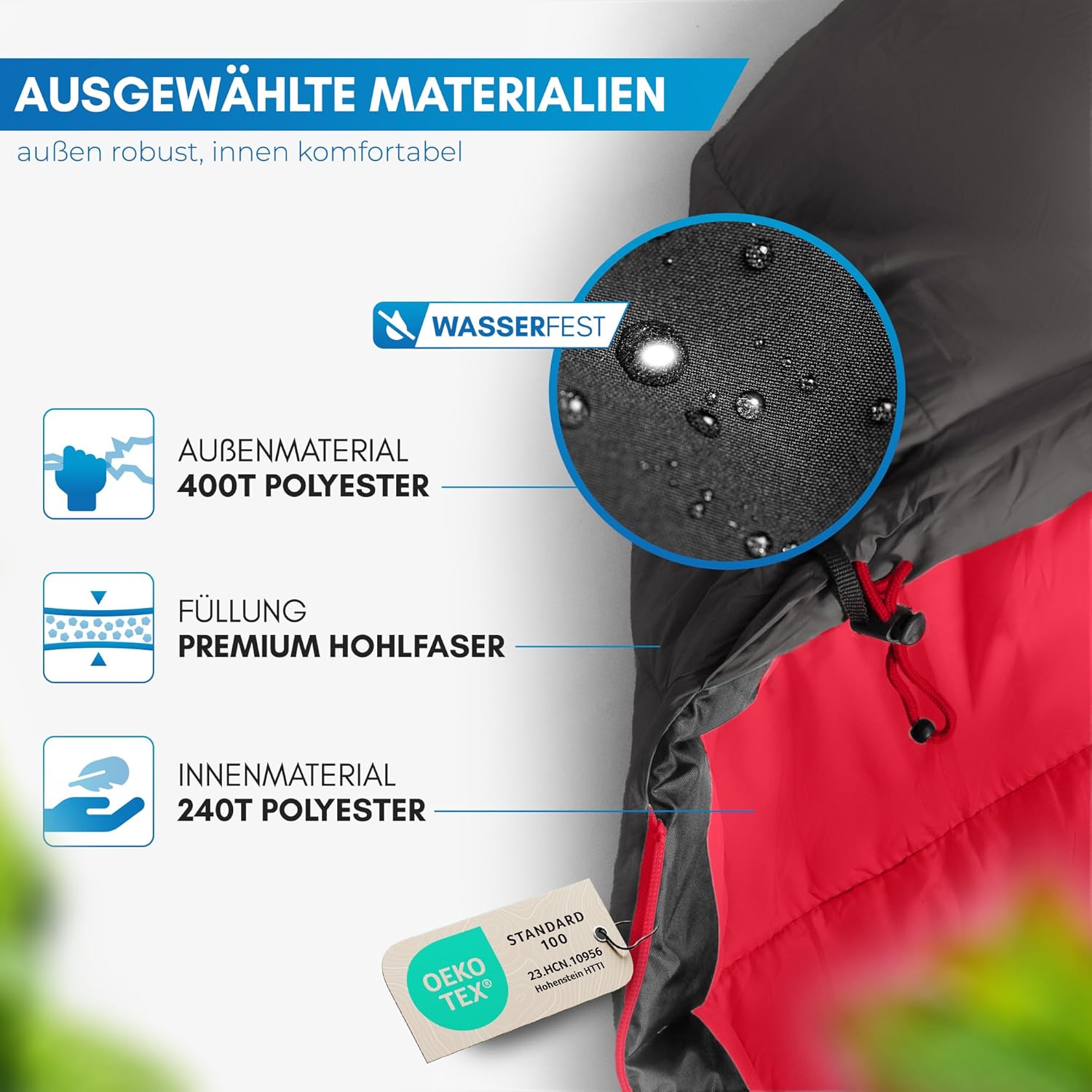 NORDMUT® Schlafsack Erwachsene – kleines Packmaß & Ultraleicht (900/1500g) – 3-Jahreszeiten (250 GSM) & Sommerschlafsack (100 GSM) – Mumienschlafsack für Camping, Outdoor & Festivals – Bild 2