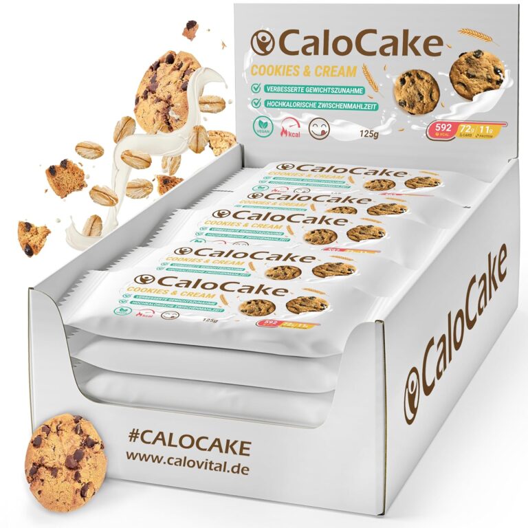 CaloVital Hochkalorisches Lebensmittel zur Gewichtszunahme, Ausdauer- & Energieriegel mit viel Protein & 592 Kalorien, Mahlzeitriegel vegan & laktosefrei, CaloCake von CaloVital 24er Box (Kekse & Sahne)