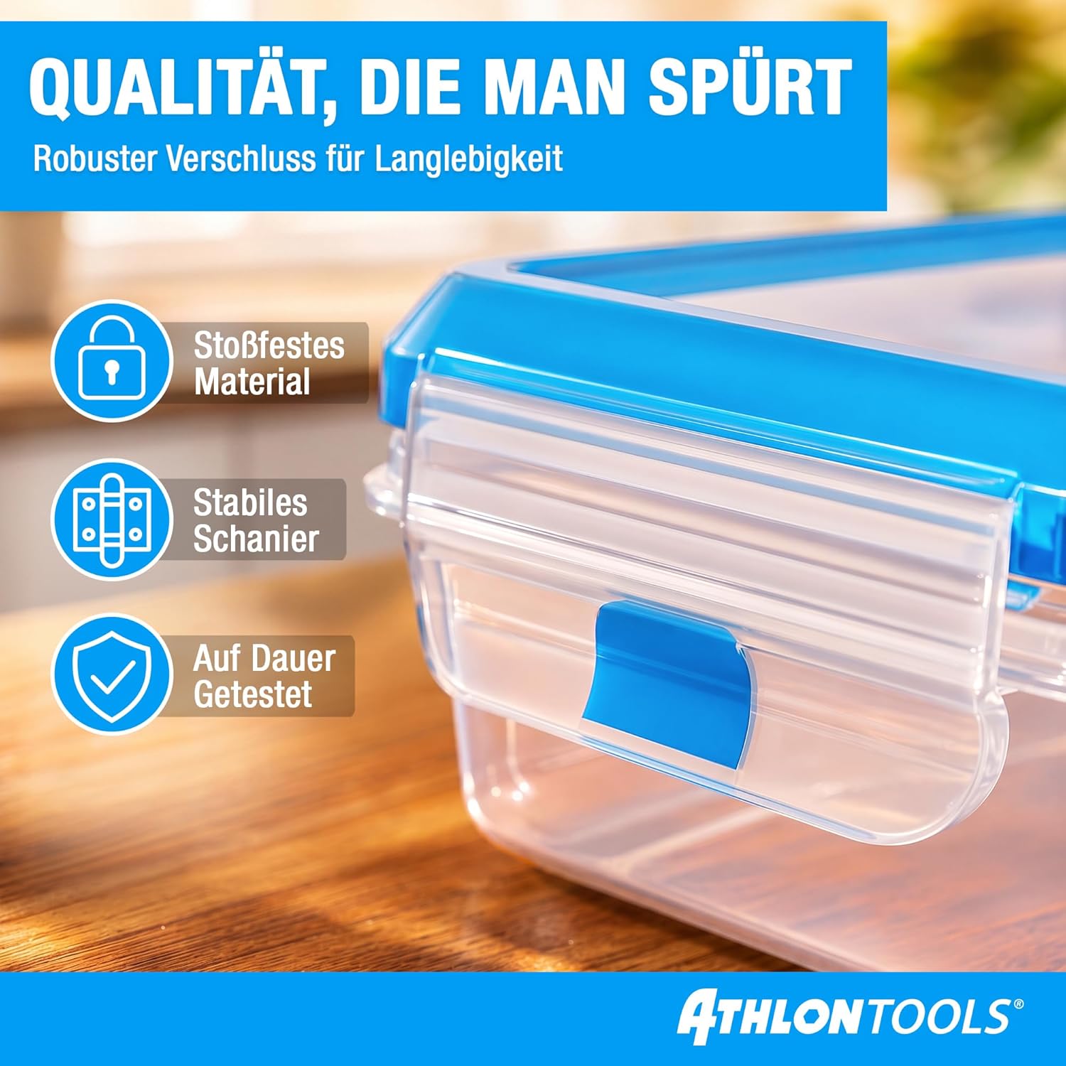 ATHLON TOOLS 2 x 5 L Frischhaltedosen-Set in Gastro-Qualität – 100 % luftdicht und auslaufsicher -40 bis +100 Grad – für alle Lebensmittel – BPA-frei – Vorratsdosen für den Kühlschrank (hergestellt in der EU) – Bild 8