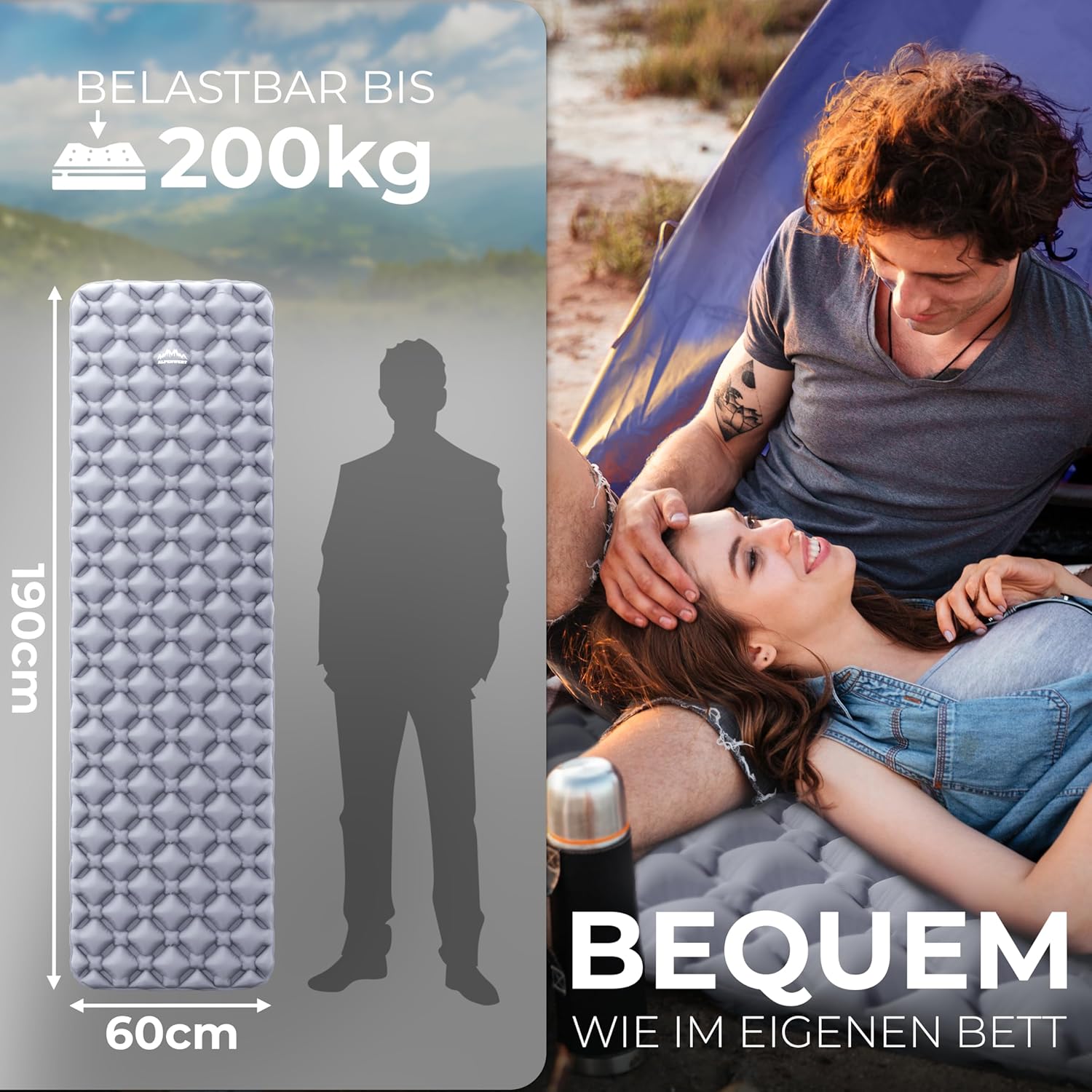Alpenwert® Outdoor Isomatte (Kleines Packmaß & Ultraleicht) – Testsieger 2026 – Test 100 Tage risikofrei – Aufblasbare Isomatte & Luftmatratze für Camping, Wandern, Trekking & Backpacking – Bild 5