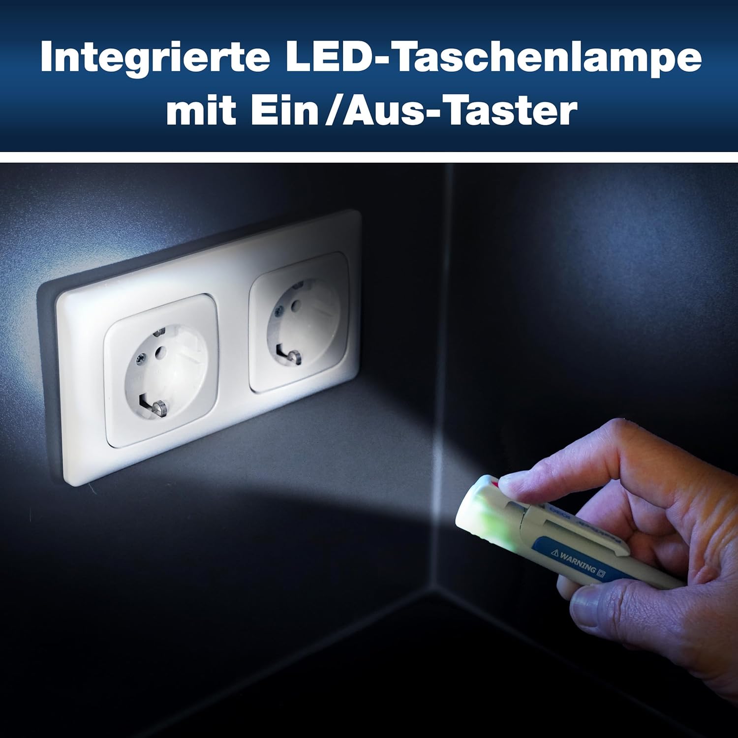 Peak Tech P 1030 – Kontaktloser Wechselspannungsprüfer mit LED-Lampe, 50 – 1000 V AC Arbeitsbereich, berührungsloser Spannungsprüfer, Prüfgerät, Stift-Handmultimeter, akustisches Signal – 157 x 26 mm – Bild 6