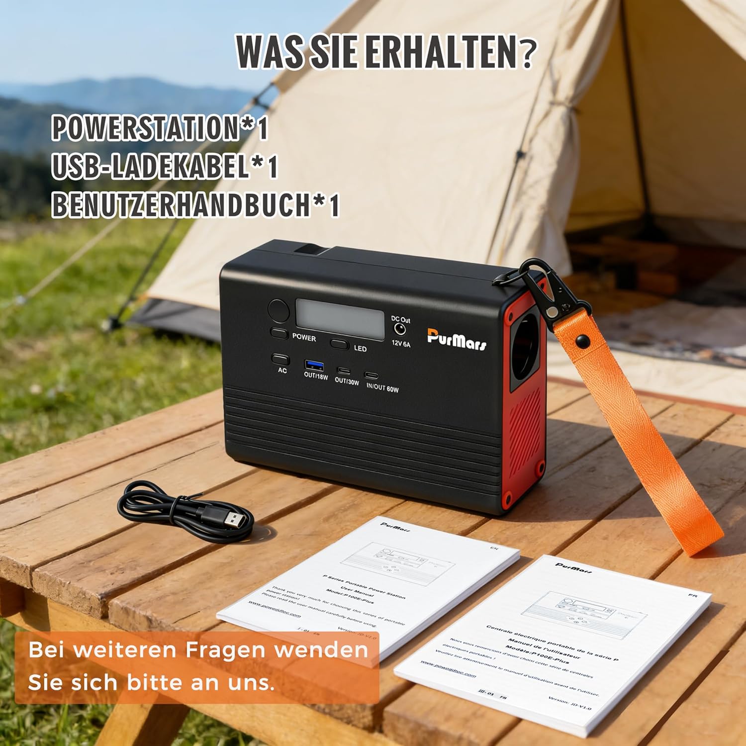 Tragbares Kraftwerk, 28800 mAh/92 Wh Powerbank mit 230 V AC-Ausgang, unterstützt 60 W PD-Schnellladung, 1,2 kg leichtes Design, geeignet für Flugzeuge, geeignet für Camping, Reisen und – Bild 7