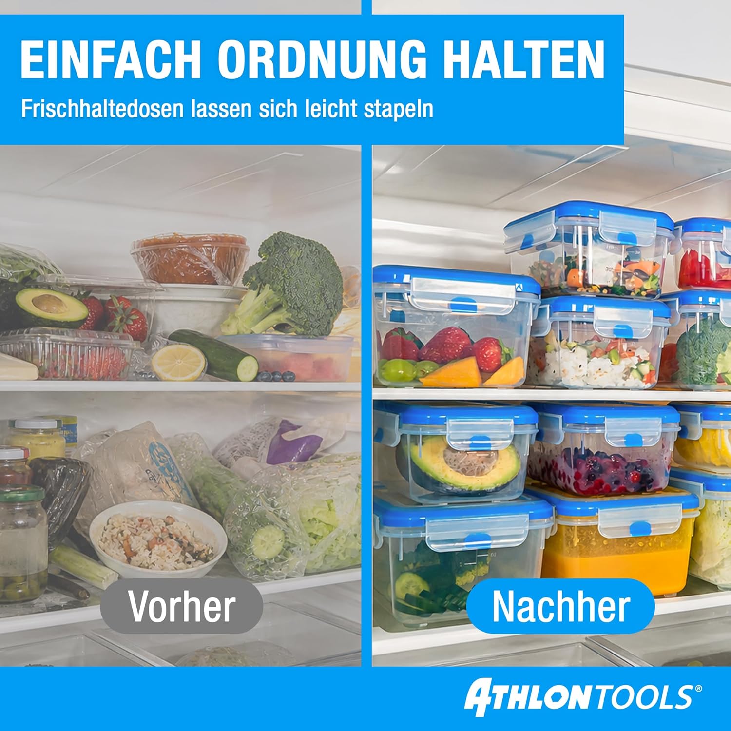 ATHLON TOOLS 2 x 5 L Frischhaltedosen-Set in Gastro-Qualität – 100 % luftdicht und auslaufsicher -40 bis +100 Grad – für alle Lebensmittel – BPA-frei – Vorratsdosen für den Kühlschrank (hergestellt in der EU) – Bild 10