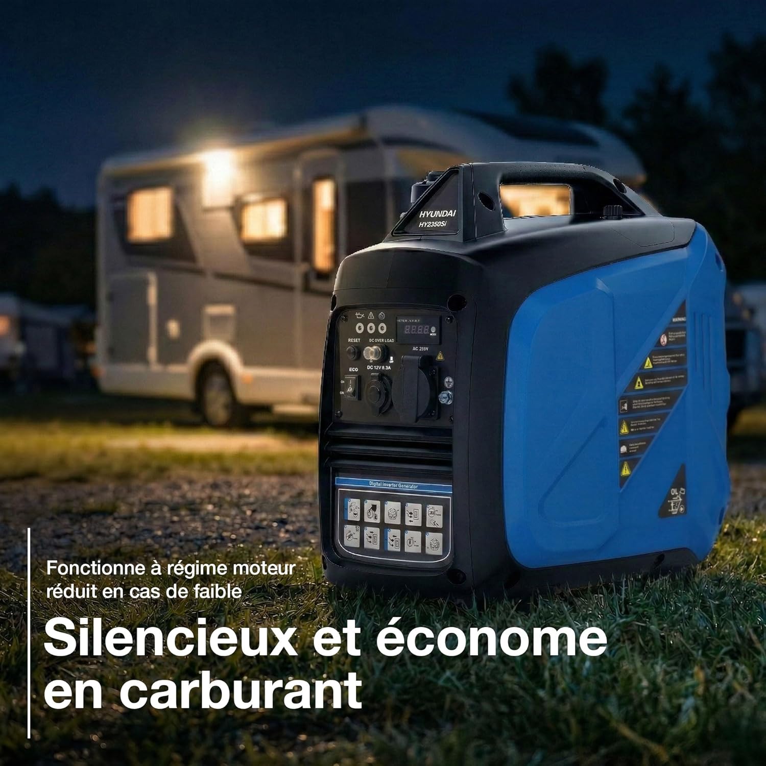 Hyundai 2000 W/1800 W kontinuierlicher Benzin-Generator mit reinem Sinus-Wechselrichter, EU-Stecker, 3 Jahre Garantie – HY2350Si-EU – Bild 4