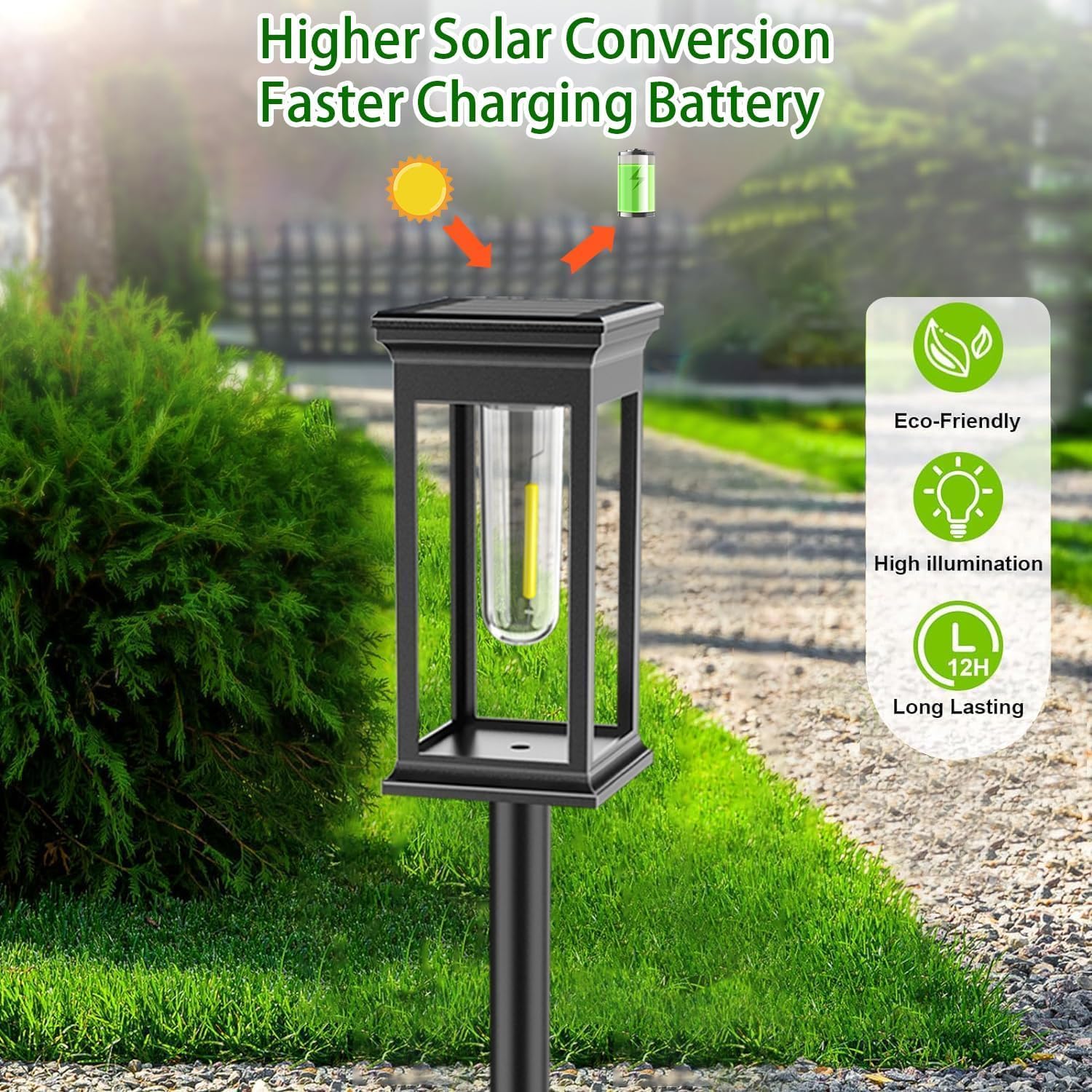Solarleuchten für den Garten im Freien, 8 Stück, Solarleuchten für den Außenbereich, 3000 K Solar-Gartenleuchten für den Außenbereich, wasserdichte Solarleuchten Garten, Auto Ein/Aus Solar für den Garten, Hof, Rasen, Gehweg-Dekor – Bild 3