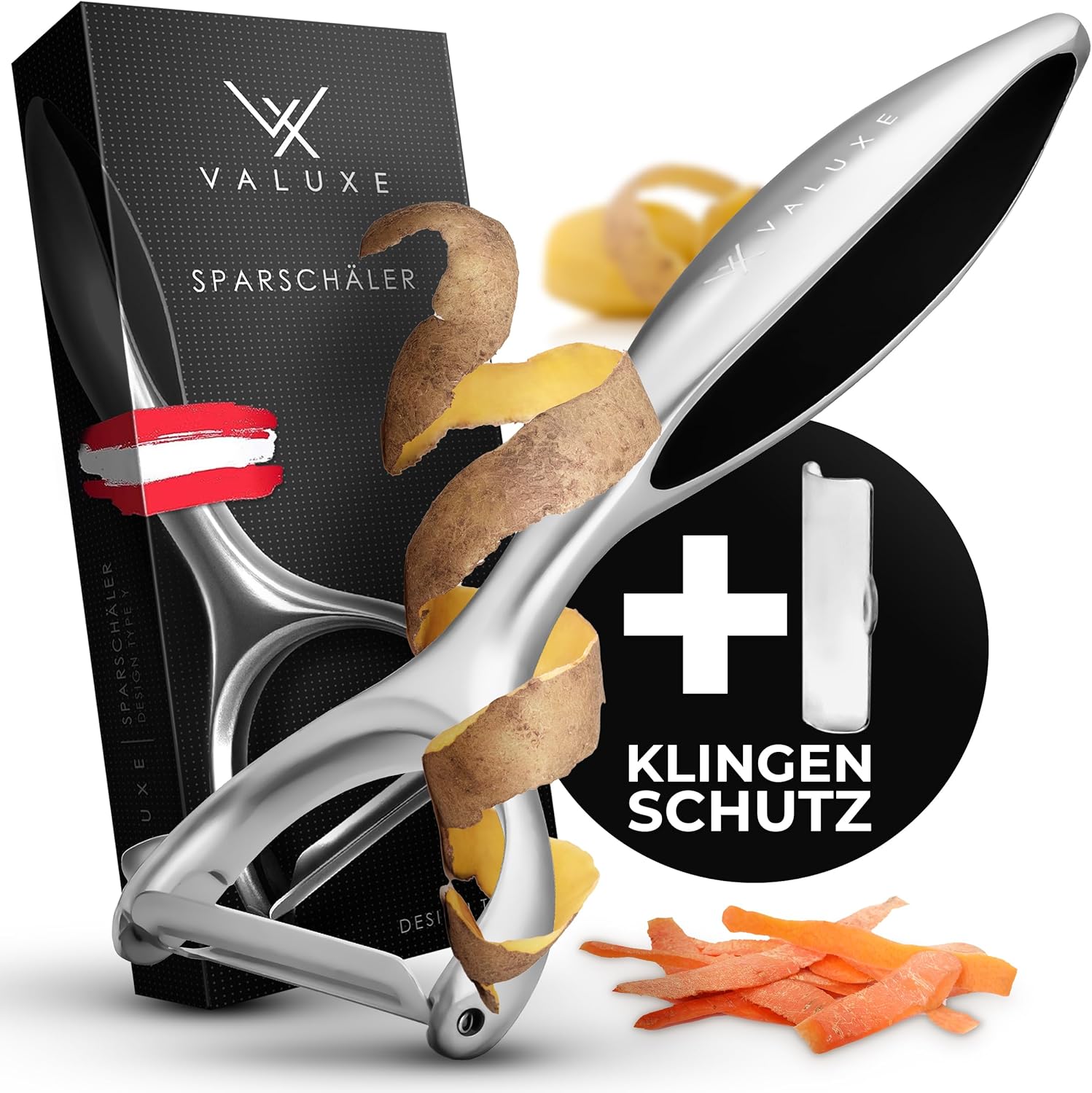 VALUXE Schäler mit scharfer Edelstahlklinge und rutschfestem Griff – professioneller Y-Schäler für präzises Schälen – Kartoffelschäler, Gemüseschäler, Spargelschäler, Universalschäler – Bild 8