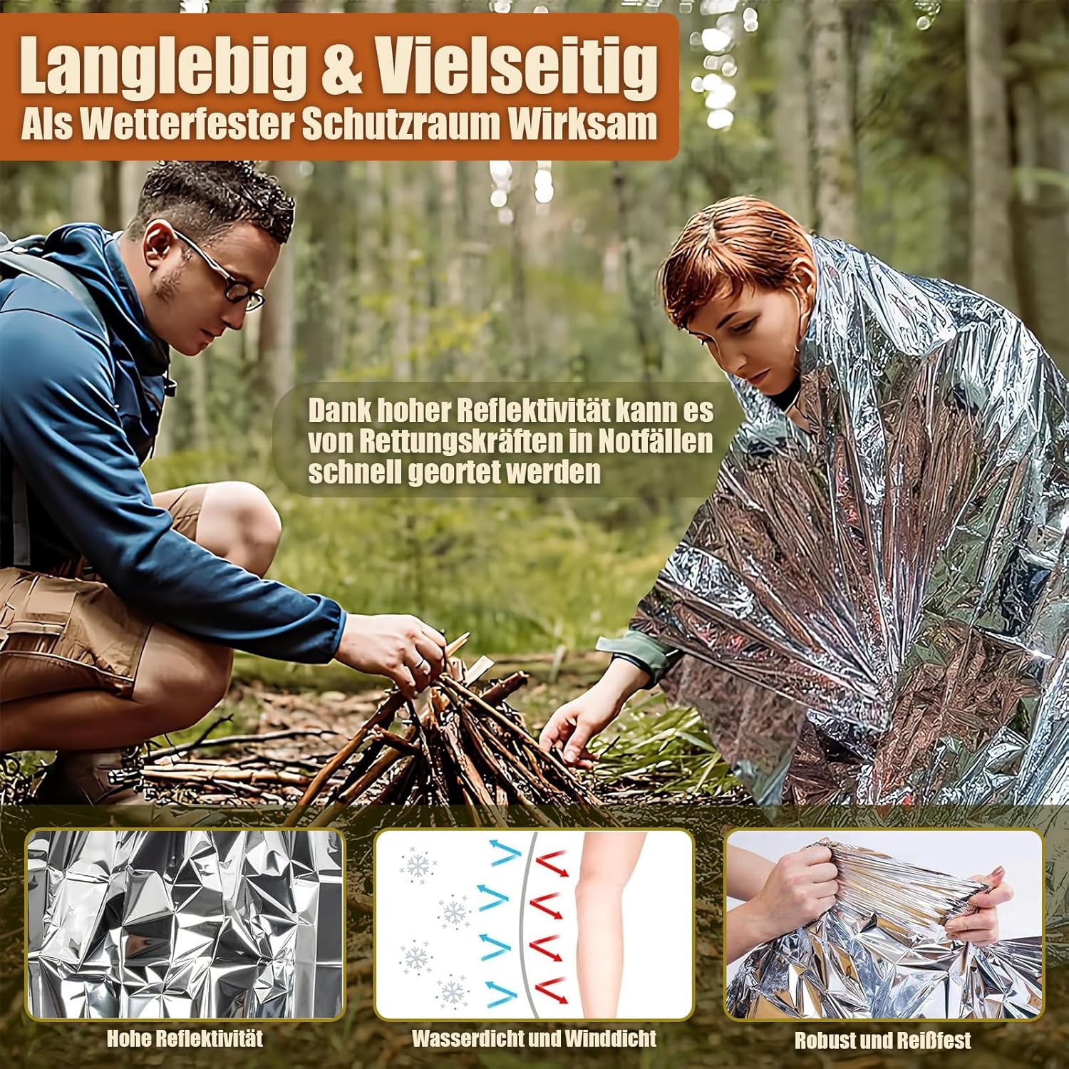 Gemmac Überlebensset mit Erste-Hilfe-Set, 140-in-1 militärische Outdoor-Ausrüstung mit Notfallradio, Erste-Hilfe-Set und Notfalltasche für Geschenke, Überlebenspaket für Auto/Camping/Rucksackreisen/Wandern/Jagd – Bild 4