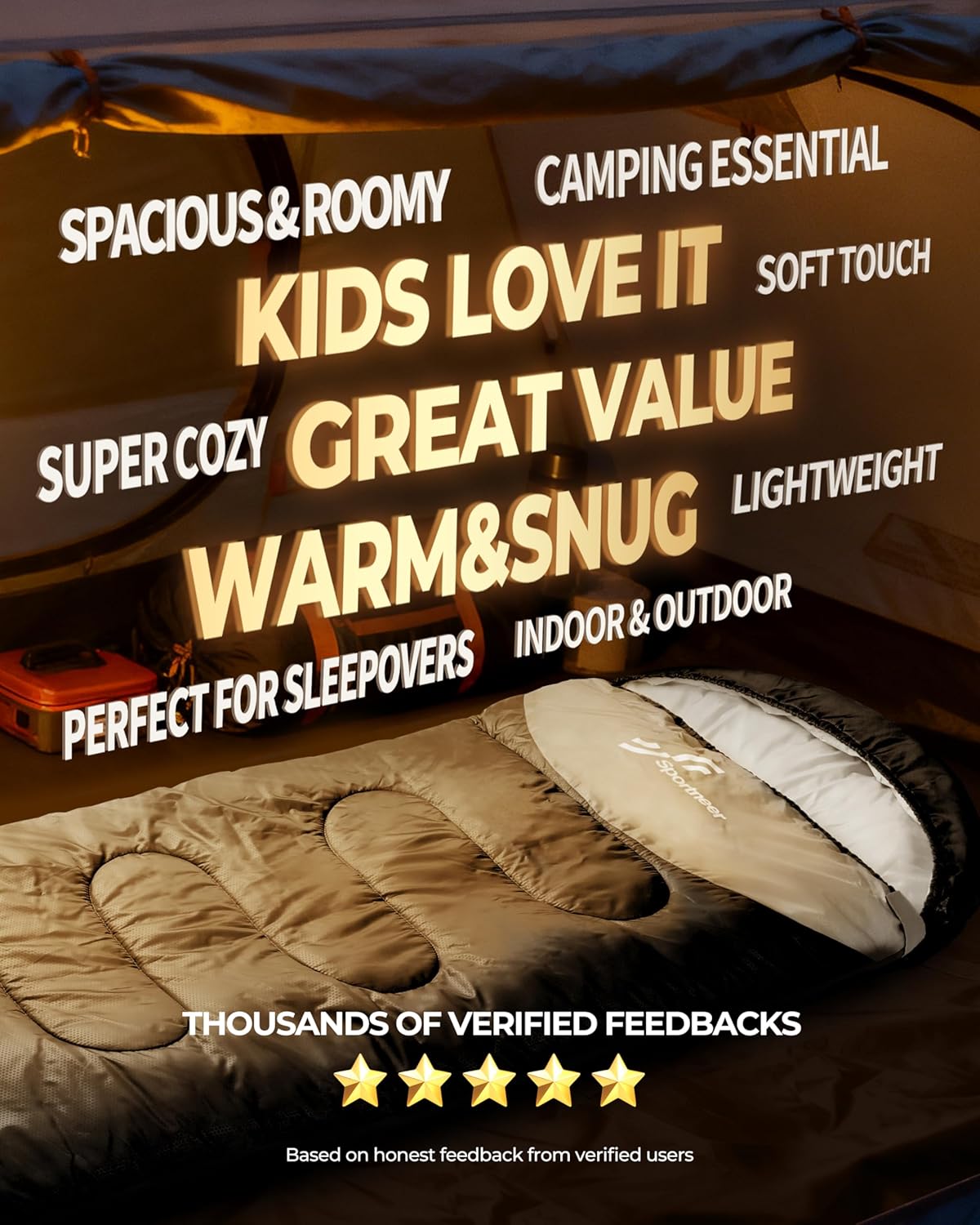 Outdoor-Schlafsack – Sportneer Schlafsack Erwachsene und Kinder – Schlafsäcke Camping-Schlafsack, Deckenschlafsack, leicht, tragbar, für Camping, Wandern – Bild 5
