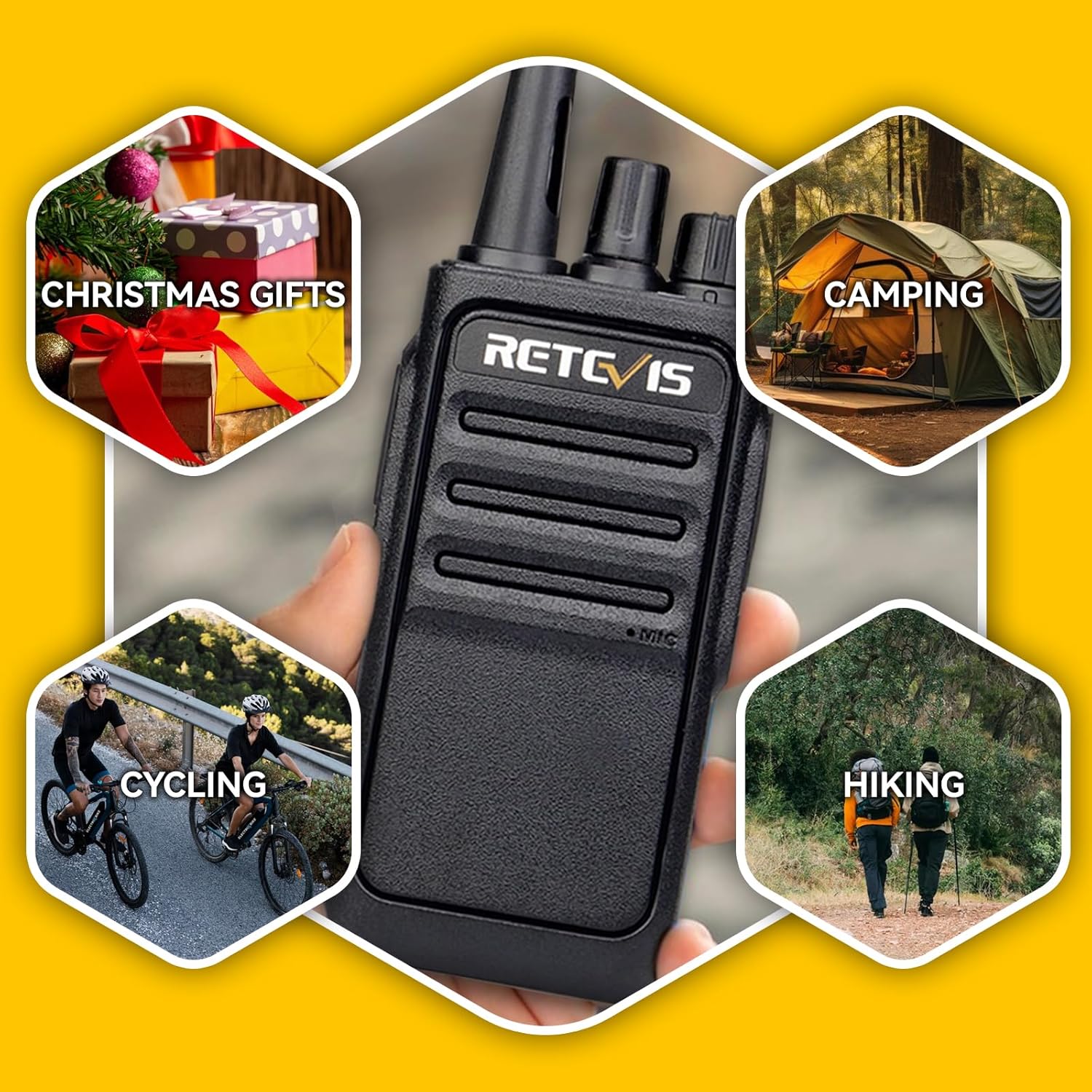 Retevis RT617 Walkie Talkie, Funkset, 16 Kanäle, 1200 mAh, VOX, nicht magnetisches Mikrofon, lizenzfreies PMR-Radio, Resurfacing-Reisen, Outdoor-Abenteuer (1 Paar, schwarz) – Bild 9