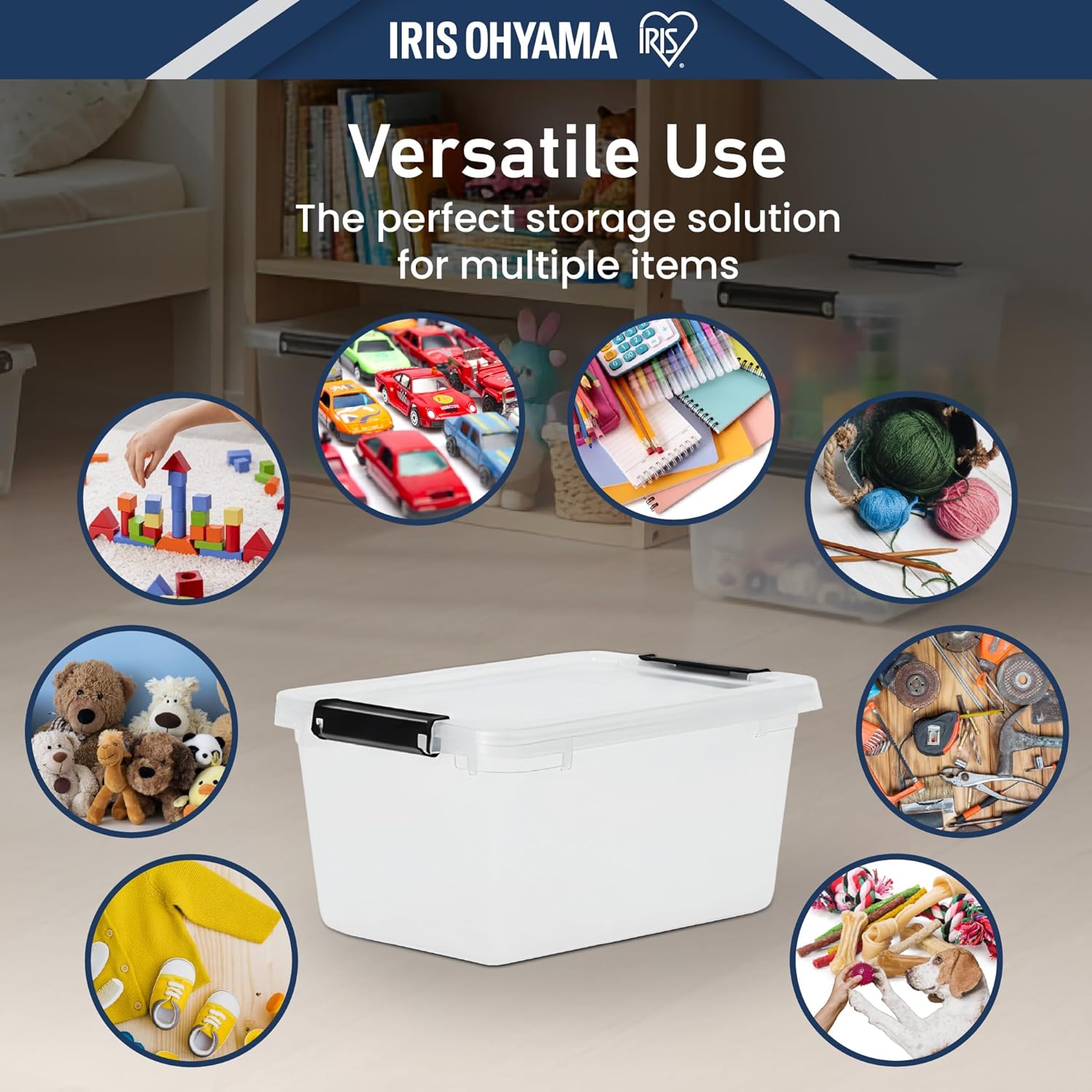 Iris Ohyama FTB-4.5 Aufbewahrungsboxen mit Deckel, 4,5 l, 4er-Set, transparent, sicherer Verschluss, stapelbar, Griffe, Schlafzimmer, Schrank, Büro, Organisation, BPA-freier Kunststoff, Organizer-Boxen, FTB-4.5 – Bild 5