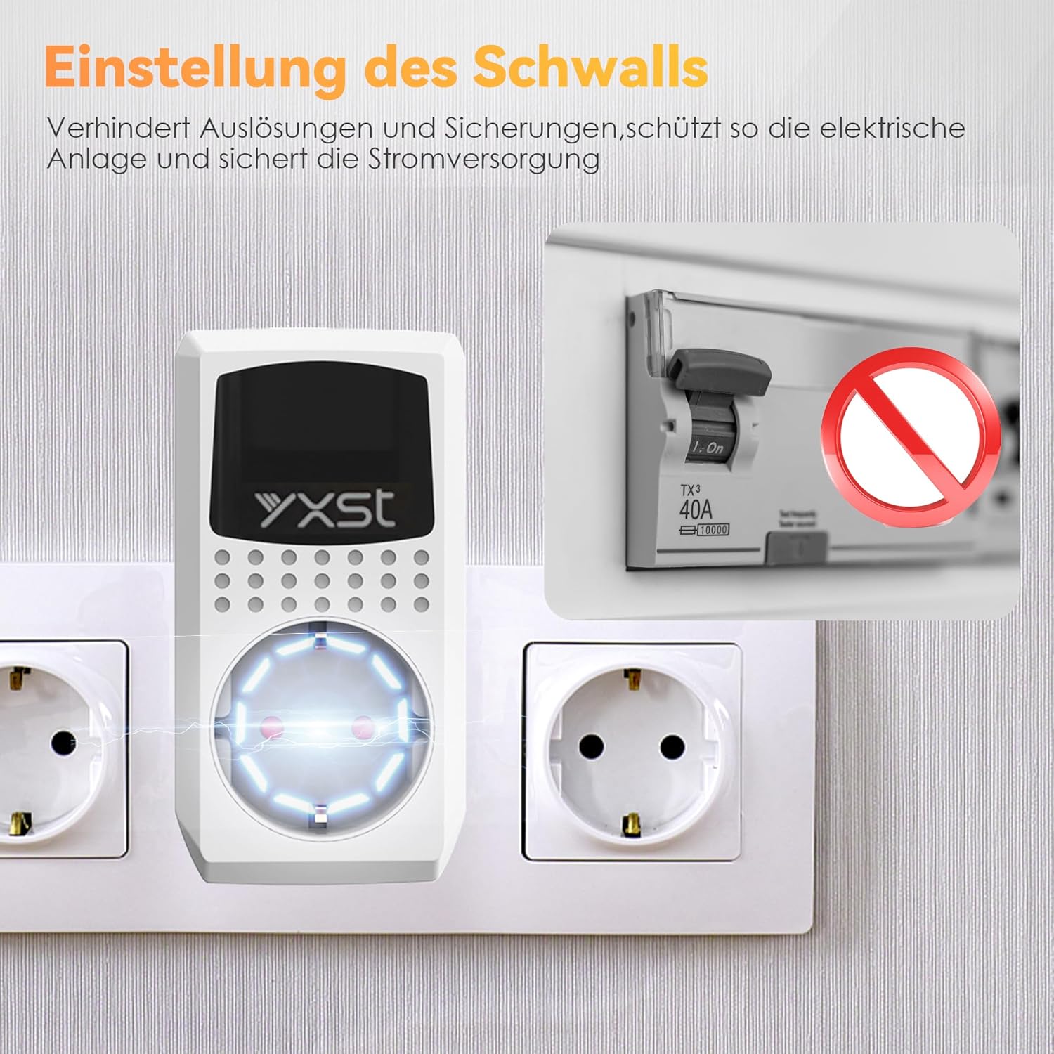 Einschaltstrombegrenzer und Anlaufstrombegrenzer (140 V ~ 280 V), Einschaltstrombegrenzer 230 V 16 A, Überspannungsschutz für Schweißgeräte, Winkelschleifer, Schutzschaltersteckdose – Bild 6