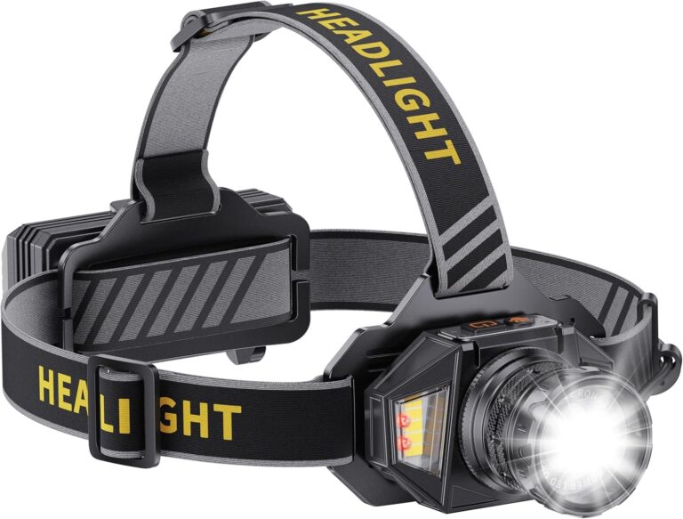 SIDARK Stirnlampe LED wiederaufladbar, superhelle 120.000 High Lux Stirnlampe mit 12 Modi & IPX7 wasserdicht & 90° verstellbare Stirnlampe LED für Outdoor-Camping