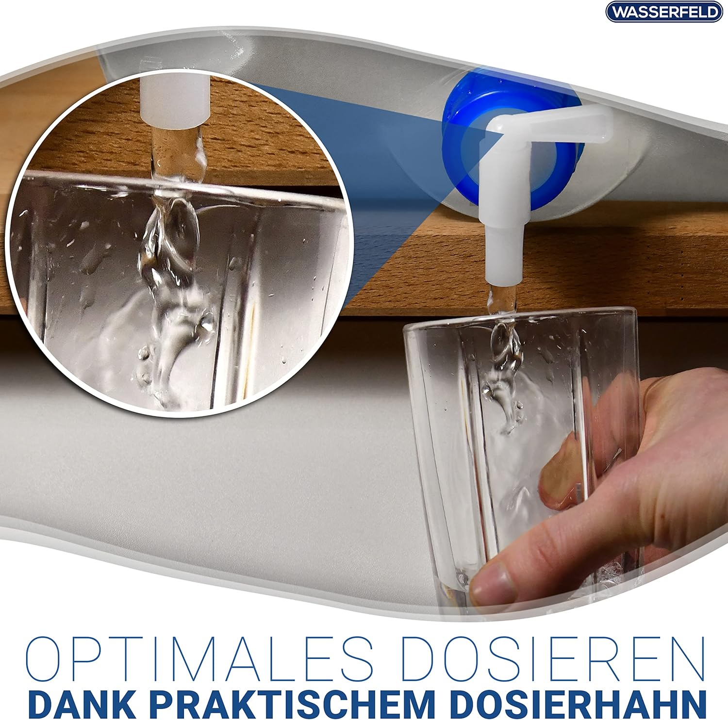 WASSERFELD (10 L - 20 L Wasserkanister faltbar inkl. auslaufsicherem Dosierhahn und Tragegriff – robuster Trinkwasserkanister mit Verschlussklappe – auslaufsicherer Wasserbehälter – Bild 4