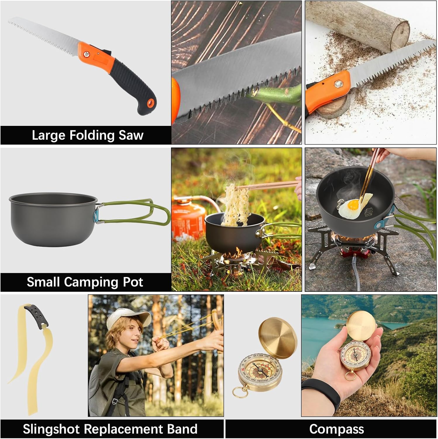 Survival Kit 35 in 1, Professionelles Notfallset mit Campingzubehör, Premium Set Messer Outdoor-Ausrüstung, Survival-Ausrüstung für Camping, Bushcraft, Jagd, Abenteuer, Väter, Männer – Bild 7