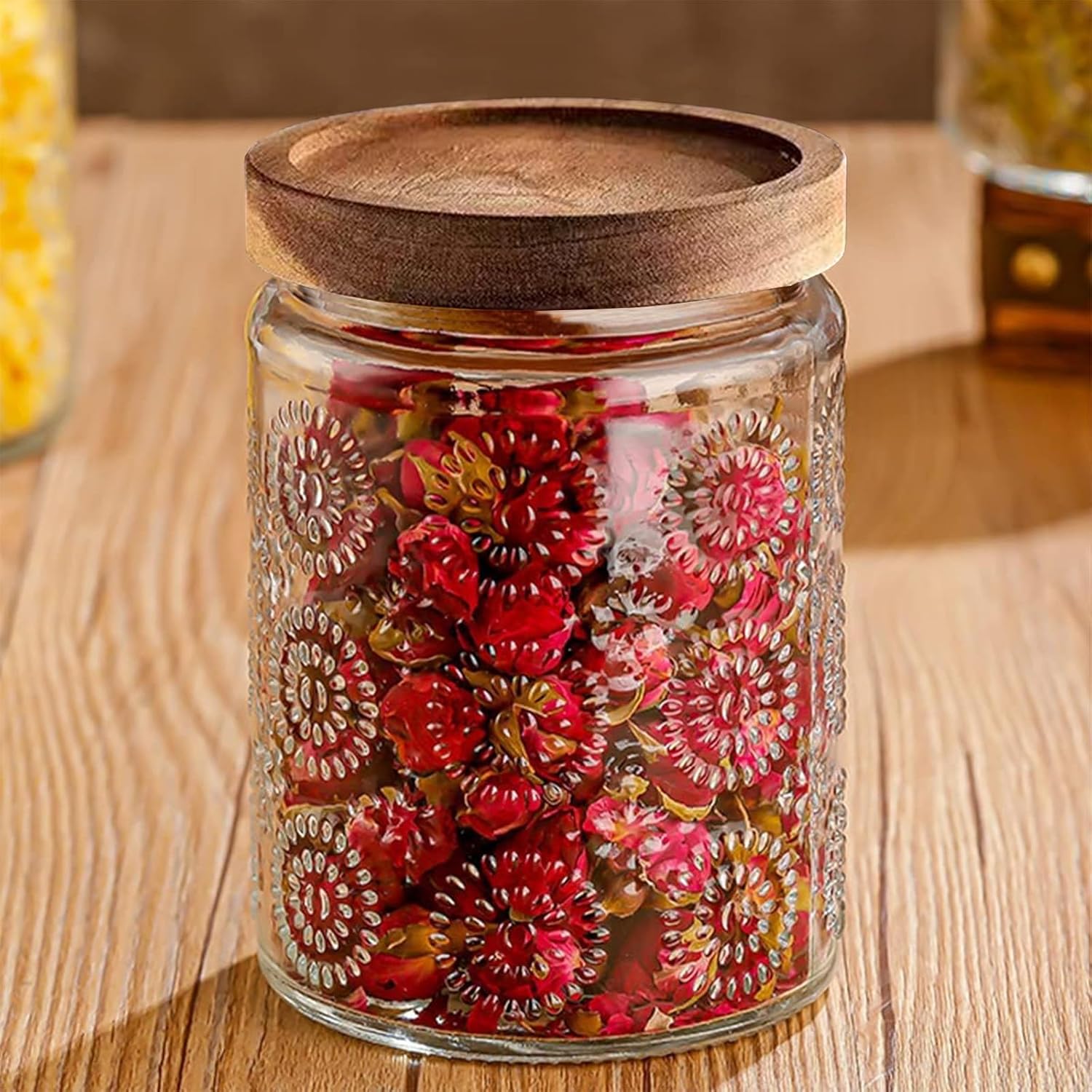 700 ml Vintage Vorratsgläser mit Deckel, Set mit 2 Vorratsgläsern aus Glas | Vorratsdosen mit Deckel, luftdichte Küchen-Lebensmittelaufbewahrung, Glasbehälter mit Deckel für Spaghetti, Nudeln, Müs – Bild 5