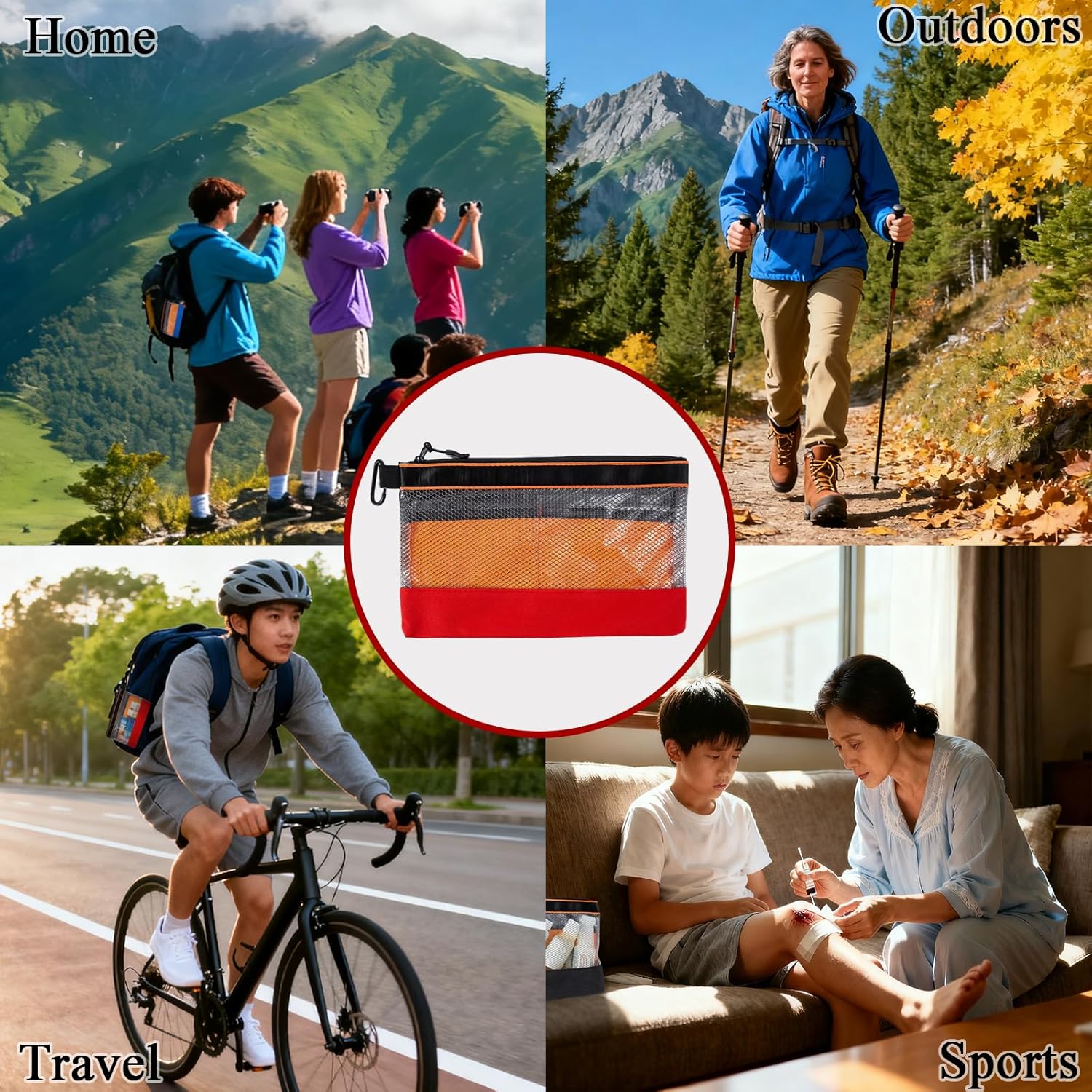 3-teiliges Erste-Hilfe-Set, transparente Notfalltasche, kleines Erste-Hilfe-Set für Kinder, Outdoor, Auto, Zuhause, Reisen, Büro, Zuhause, Wandern, Arbeitsplatz, Camping, Fahrrad, Campingzubehör, Reise-Gadgets Notfall – Bild 7