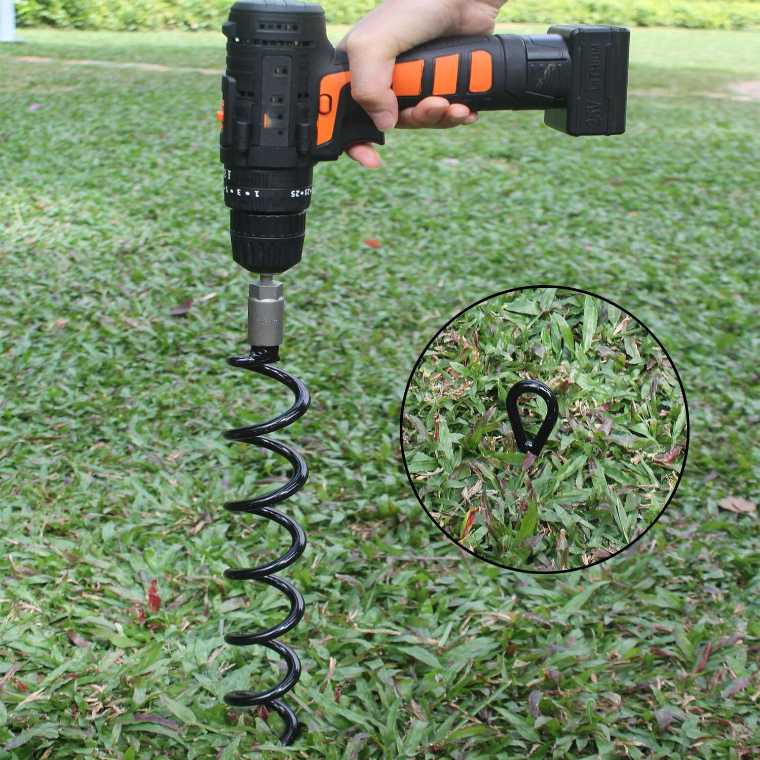46 cm Spiral-Erdboden-Hochleistungs-Schuppenanker-Set, ideal als Hundepflock, zum Sichern von Tieren, Zelten, Vordächern, Schuppen, Carports, Schaukelsets, 4er-Pack – Bild 5
