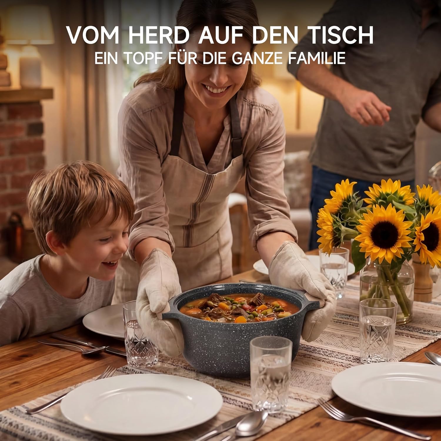 JEETEE Kochtopf- und Pfannen-Set, 23-teilig, Grau/Schwarz, Antihaft-Induktionstopf-Set mit Glasdeckel, Kochtopf, Bratpfannen, Schmorpfanne, Crêpes-Pfanne, Grillpfanne – Bild 8