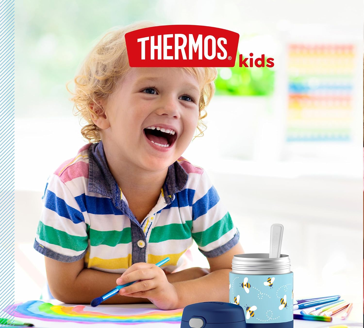RMOVR THERMOS Kids FUNTAINER FOOD JAR 0,30 L, Bienen, Thermo-Speisebehälter mit Löffel für Kinder, 5 Stunden heiß / 7 Stunden kalt, absolut auslaufsicher für Suppe, Müsli, Pause – Bild 5