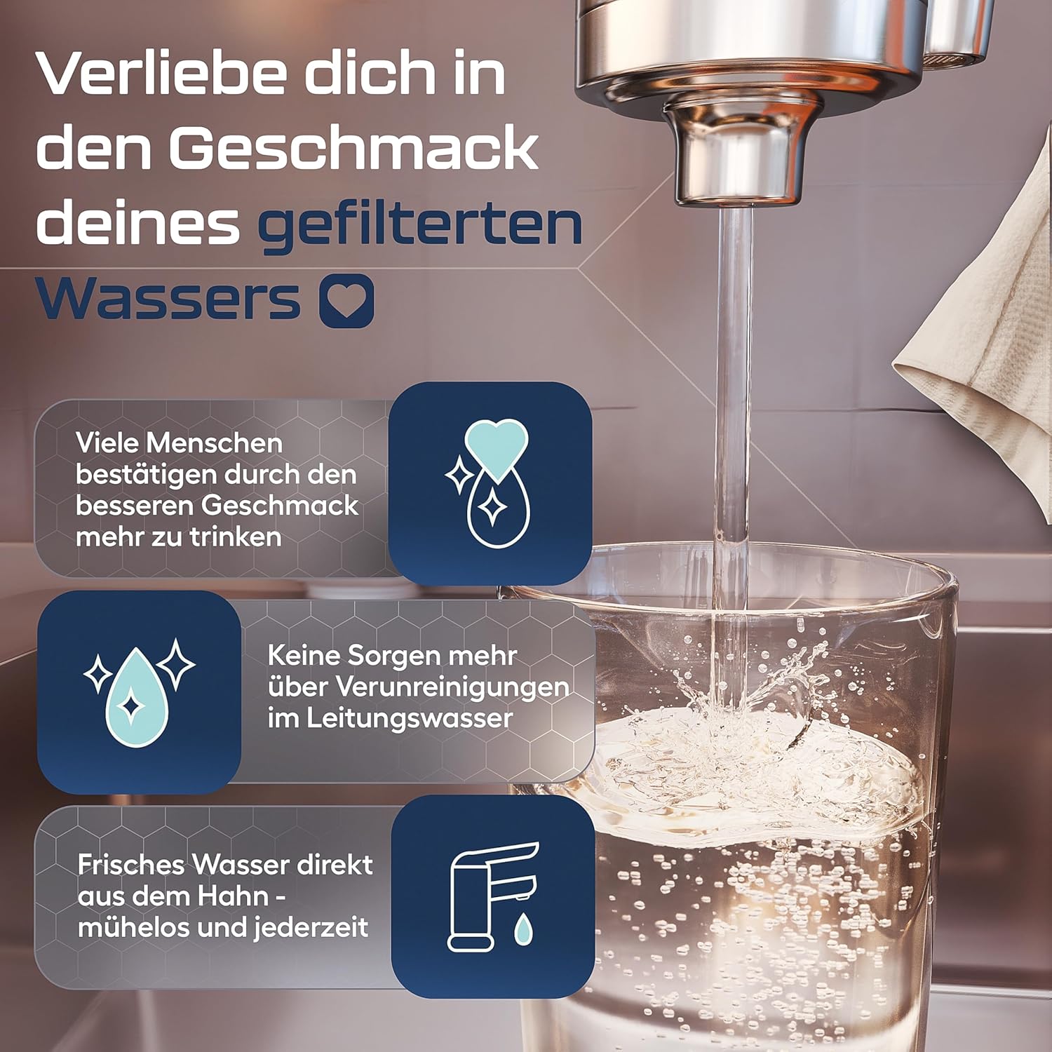VILTARO Wasserfilter-Wasserhahn mit Kalkschutz – nur 2 Cent/Liter Trinkwasser, BPA-frei, Edelstahl, wassersparender Luftsprudler, Aktivkohle, Filter-Wasserhahn, Wasserhahnfilter für Trinkwasser – Bild 5